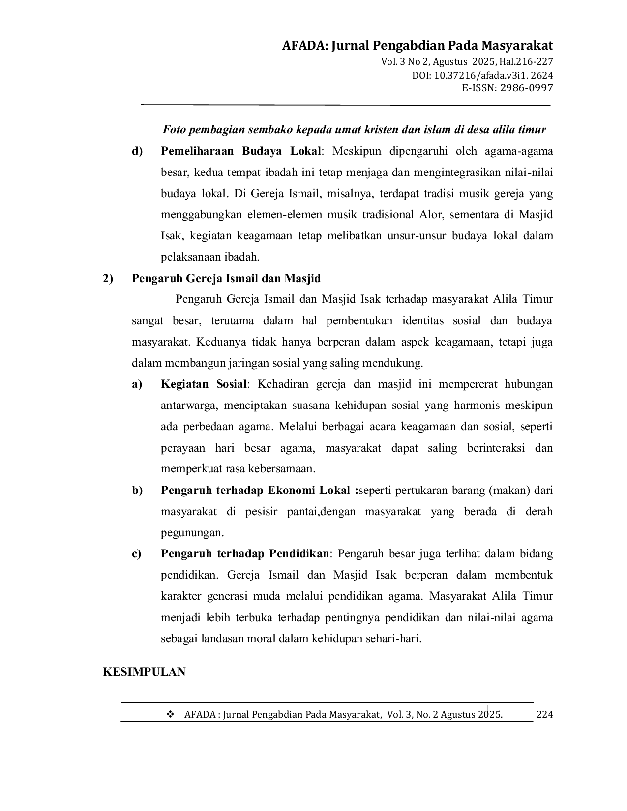 JURIS Kajian Historis Tentang Sejarah Gereja Ismail Dan Masjid Isak Di Desa Alila Timur Kecamatan Kabola Kabupaten Alor