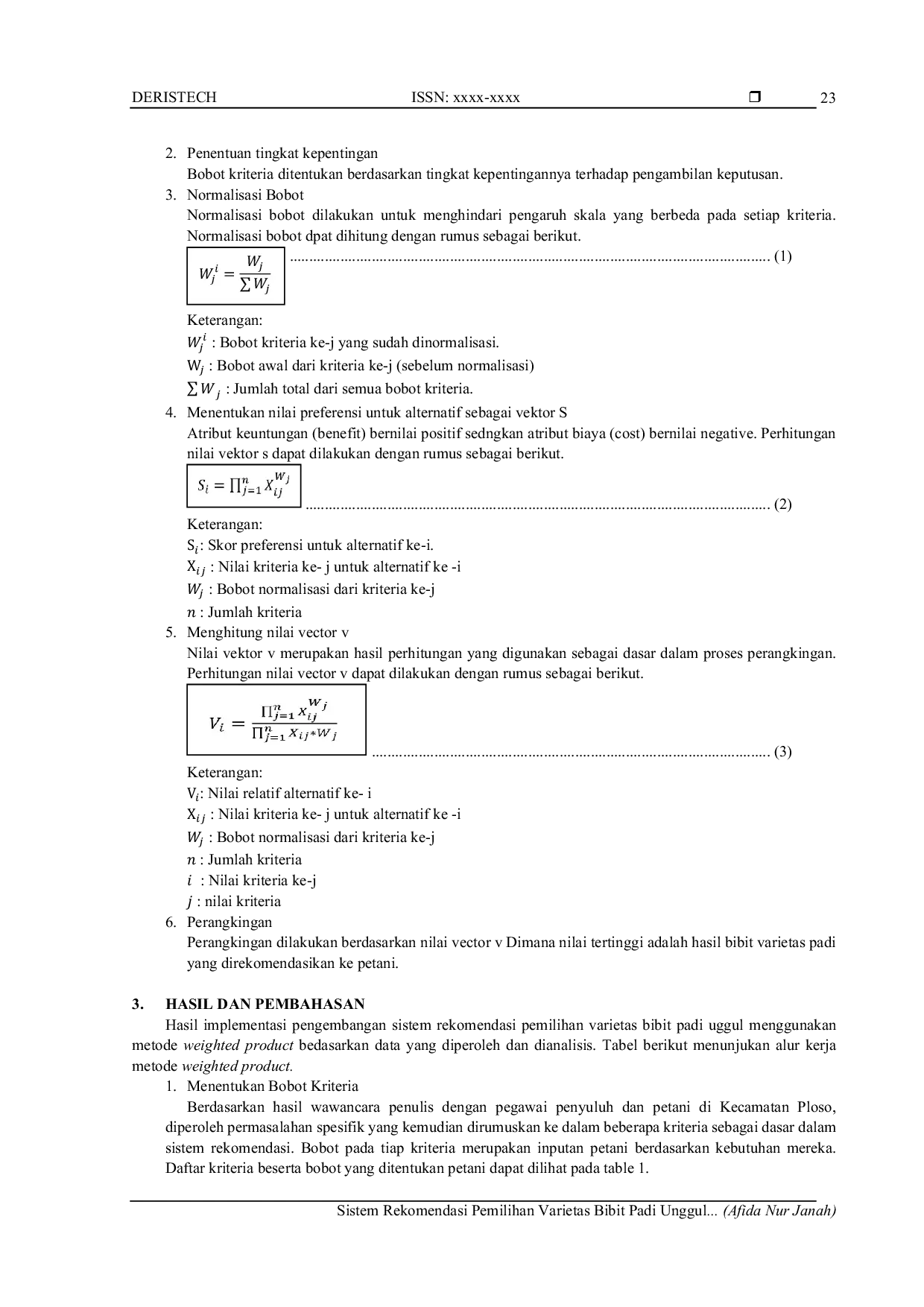 JURIS Recommendation System for Selecting Superior Rice Seed Varieties Using the Weighted Product Method in Kecamatan Ploso
