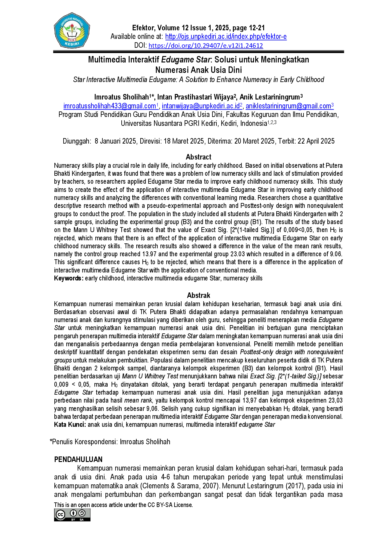 juris Multimedia Interaktif Edugame Star Solusi untuk Meningkatkan Numerasi Anak Usia Dini