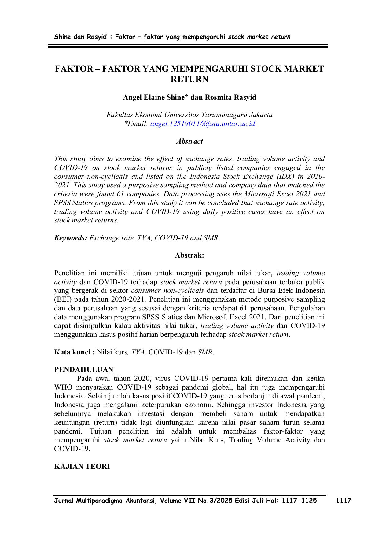 JURIS Faktor Faktor Yang Mempengaruhi Stock Market Return