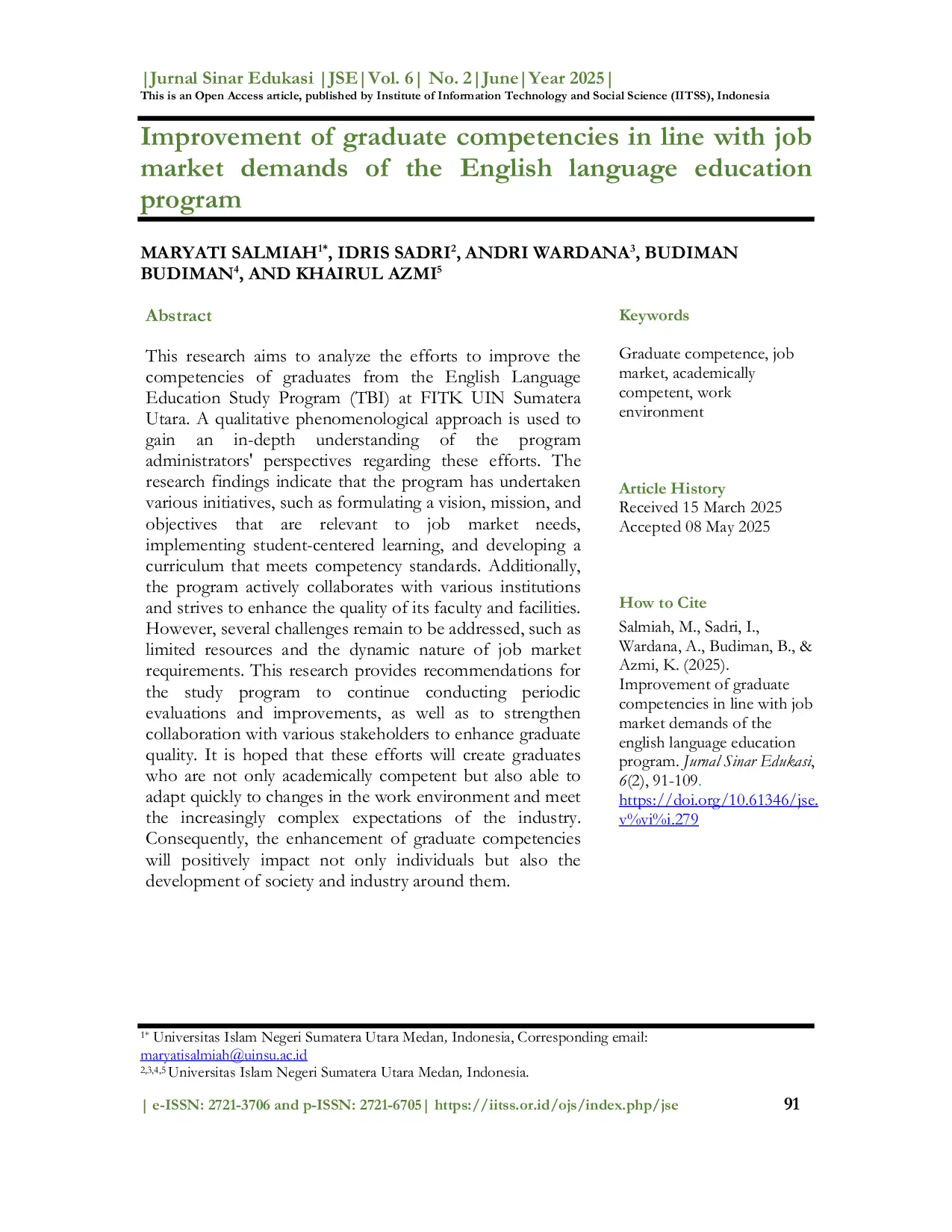 JURIS Improvement of graduate competencies in line with job market demands of the English language education program