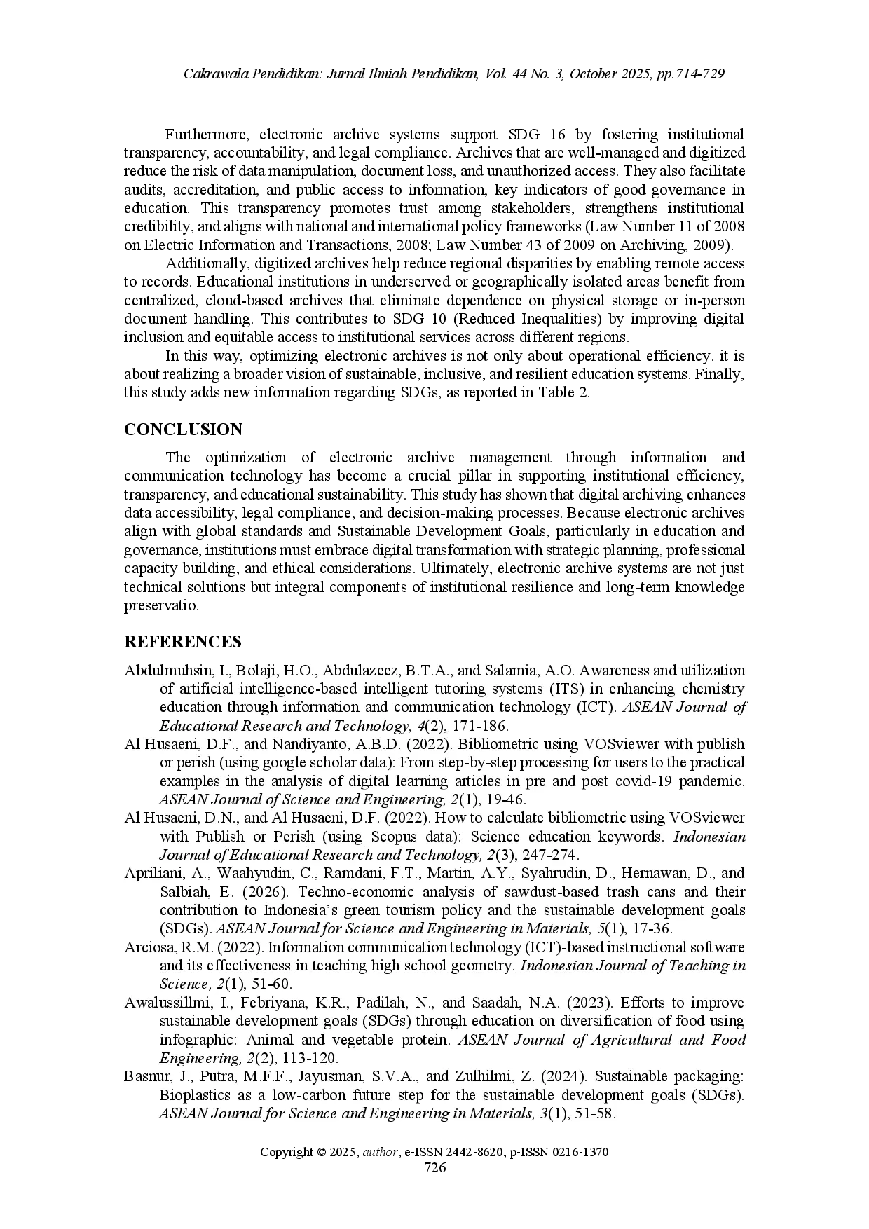 juris Optimizing electronic archive management through information and communication technology for educational SDGs advancement