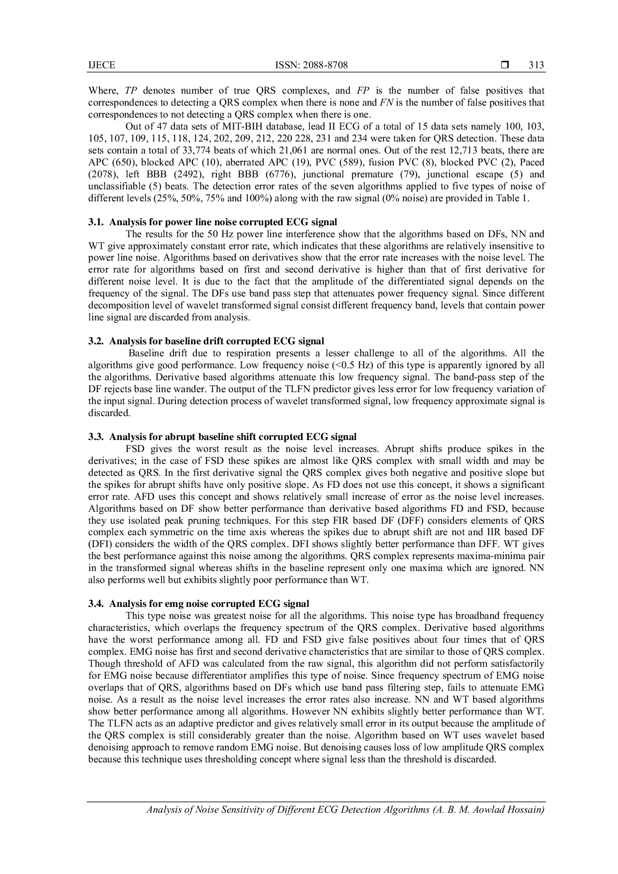 JURIS Analysis of Noise Sensitivity of Different ECG Detection Algorithms