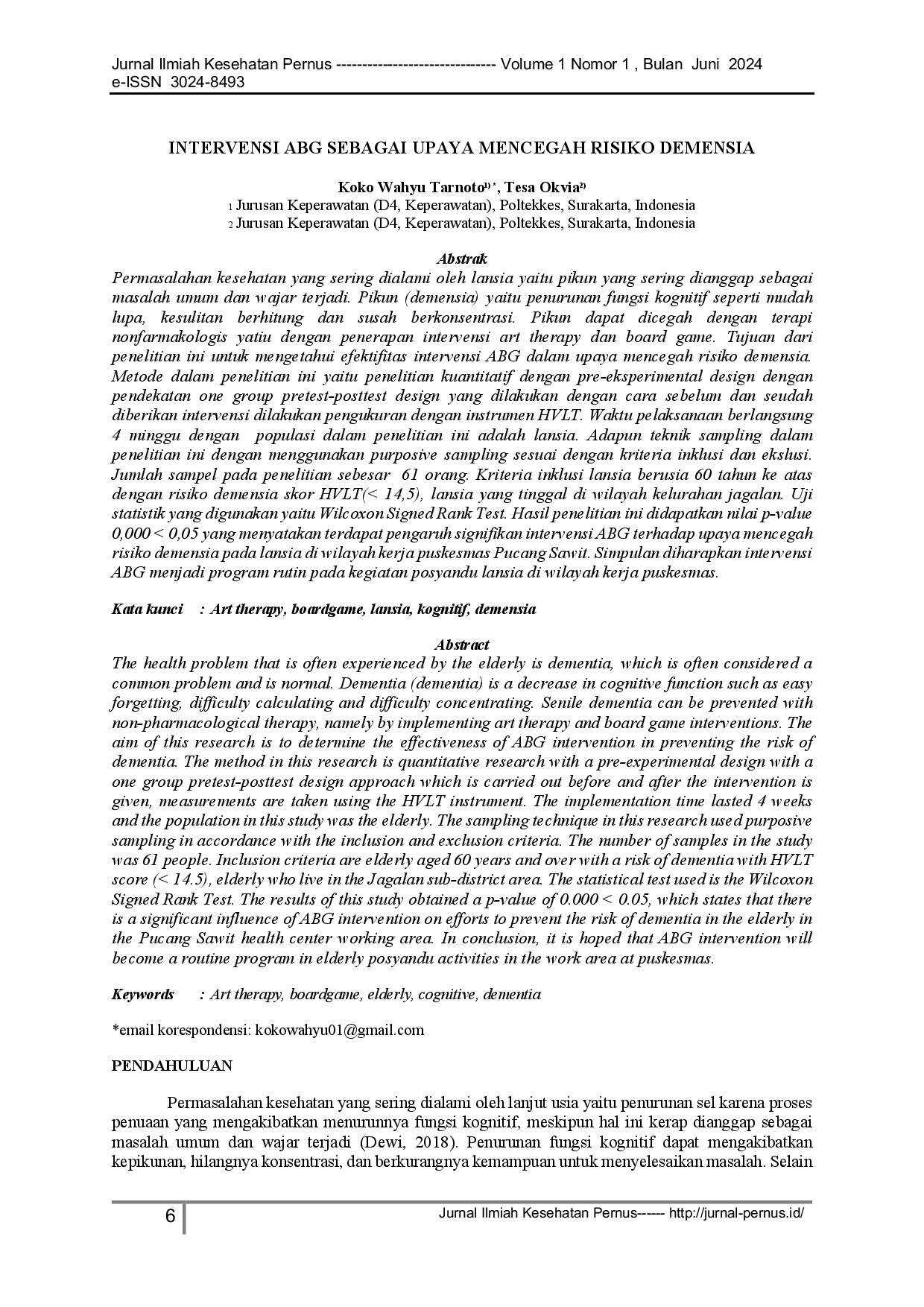 JURIS Intervensi Abg Sebagai Upaya Mencegah Risiko Demensia