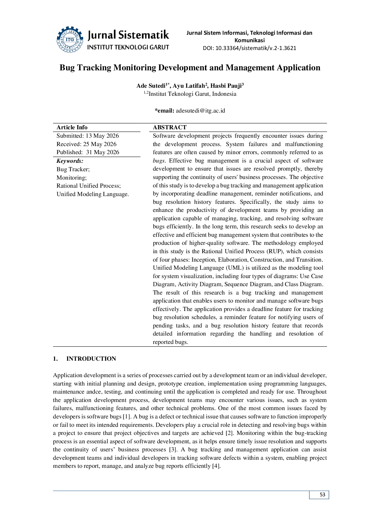 JURIS Development of a Bug Tracking Monitoring and Management Application