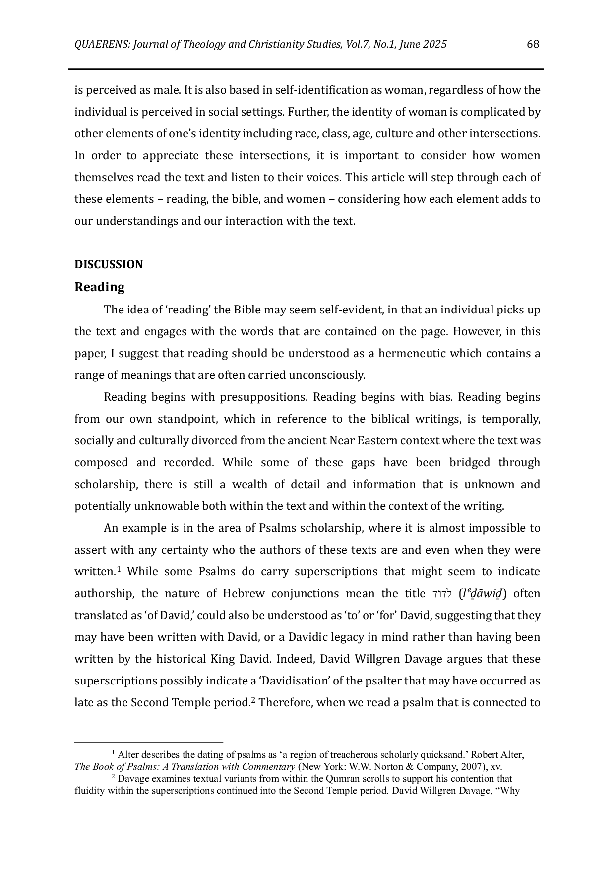JURIS Reading The Bible As Women The Impact Of Male Authorship Male Dominance And Female Absence In The Text