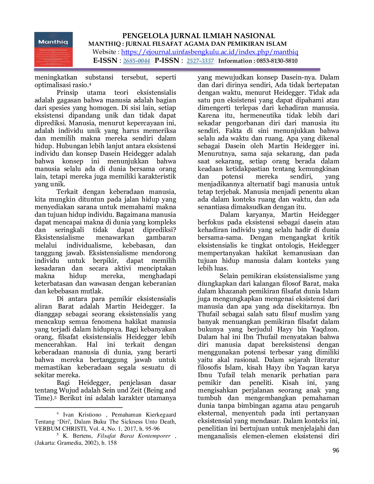 JURIS Eksistensi Diri Perspektif Ibn Thufail dan Martin Heidegger