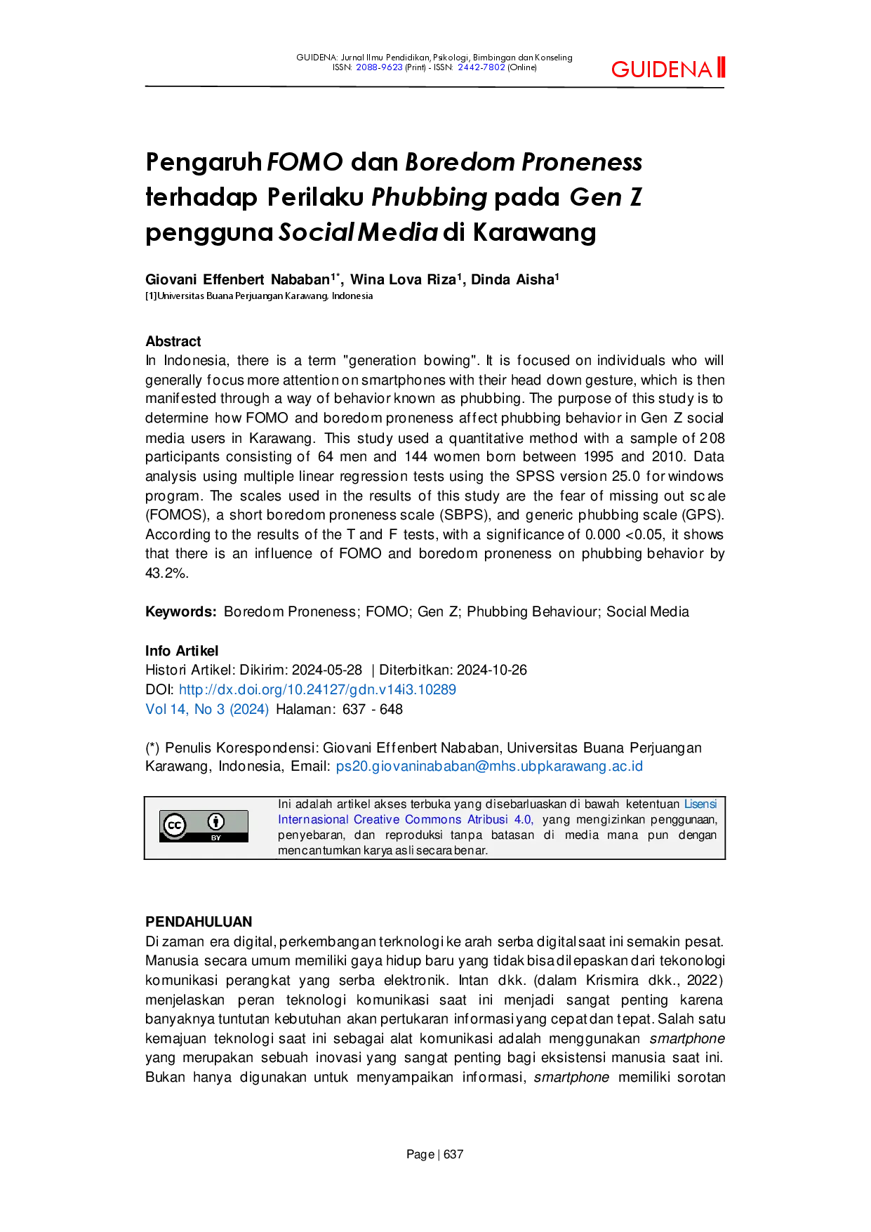 juris Pengaruh FOMO dan Boredom Proneness terhadap Perilaku Phubbing pada Gen Z Pengguna Social Media di Karawang