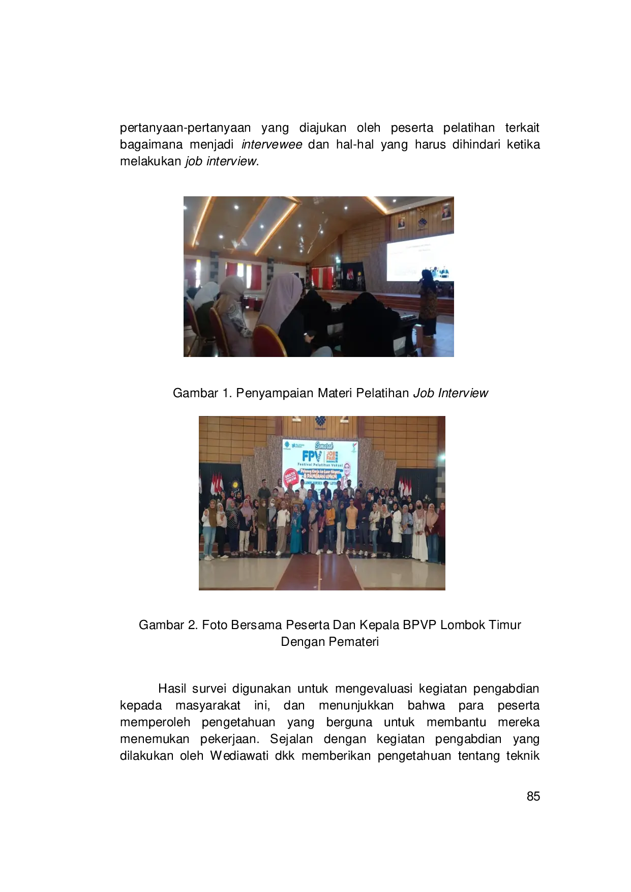 JURIS Peningkatan Kapasitas Sumber Daya Manusia Melalui Pelatihan Job Interview Pada Generasi Millenial