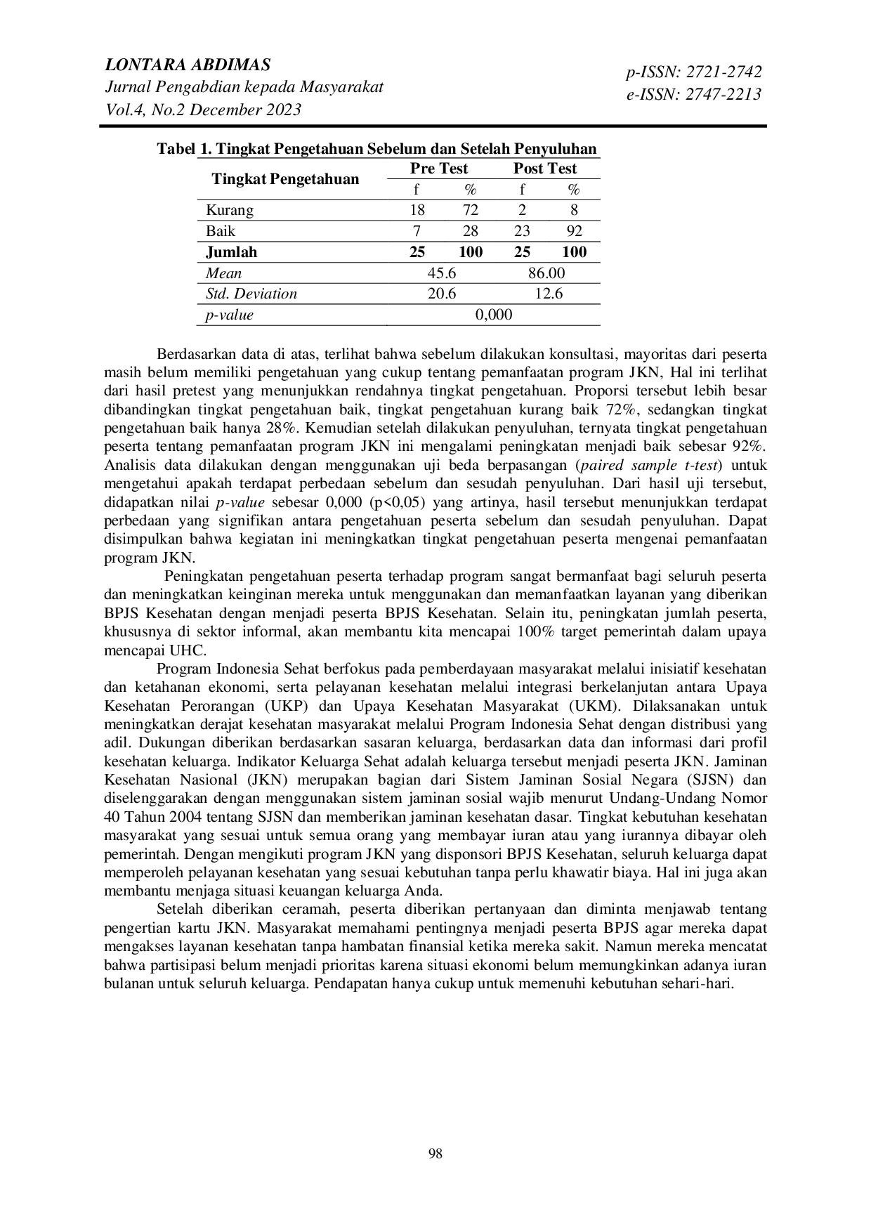 juris Sosialiasi Program JKN melalui BPJS Kesehatan Dalam Upaya Peningkatan Kepesertaan Pekerja Sektor Informal Di RW 29 Kelurahan Mojosongo Jebres Surakarta