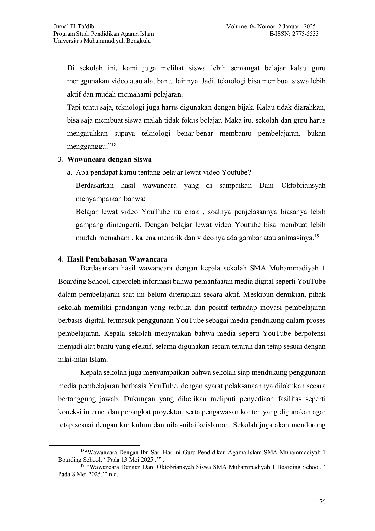 JURIS Pemanfaatan Youtube Dalam Proses Pembelajaran Pendidikan Agama Islam Di SMA Muhammadiyah 1 Boarding School