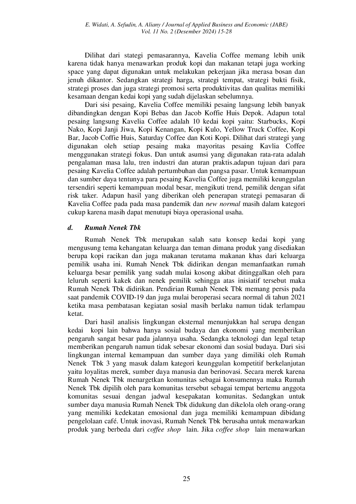 JURIS Implementasi Strategi Pemasaran Kedai Kopi di Wilayah Jakarta Depok dan Tangerang Selatan