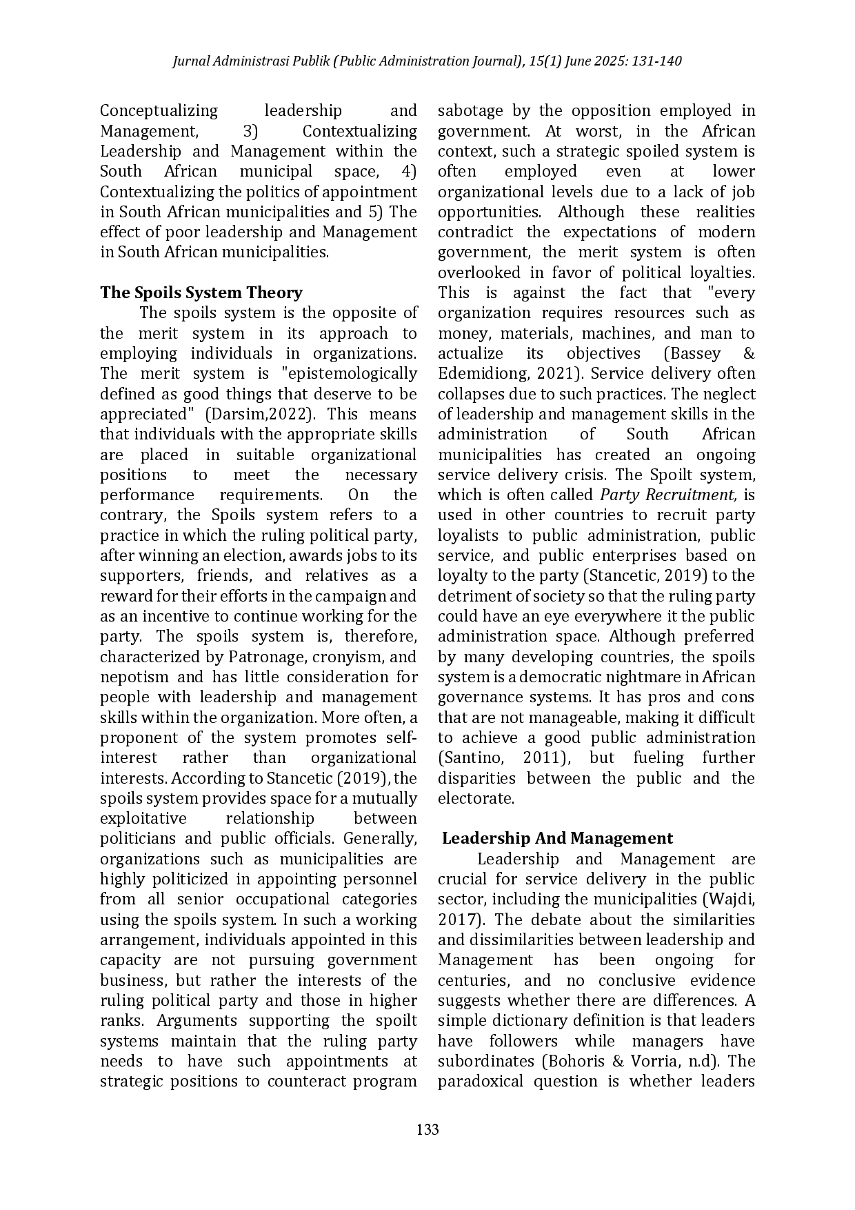 juris Leadership And Management Skills A Neglected Issue in South African Municipalities