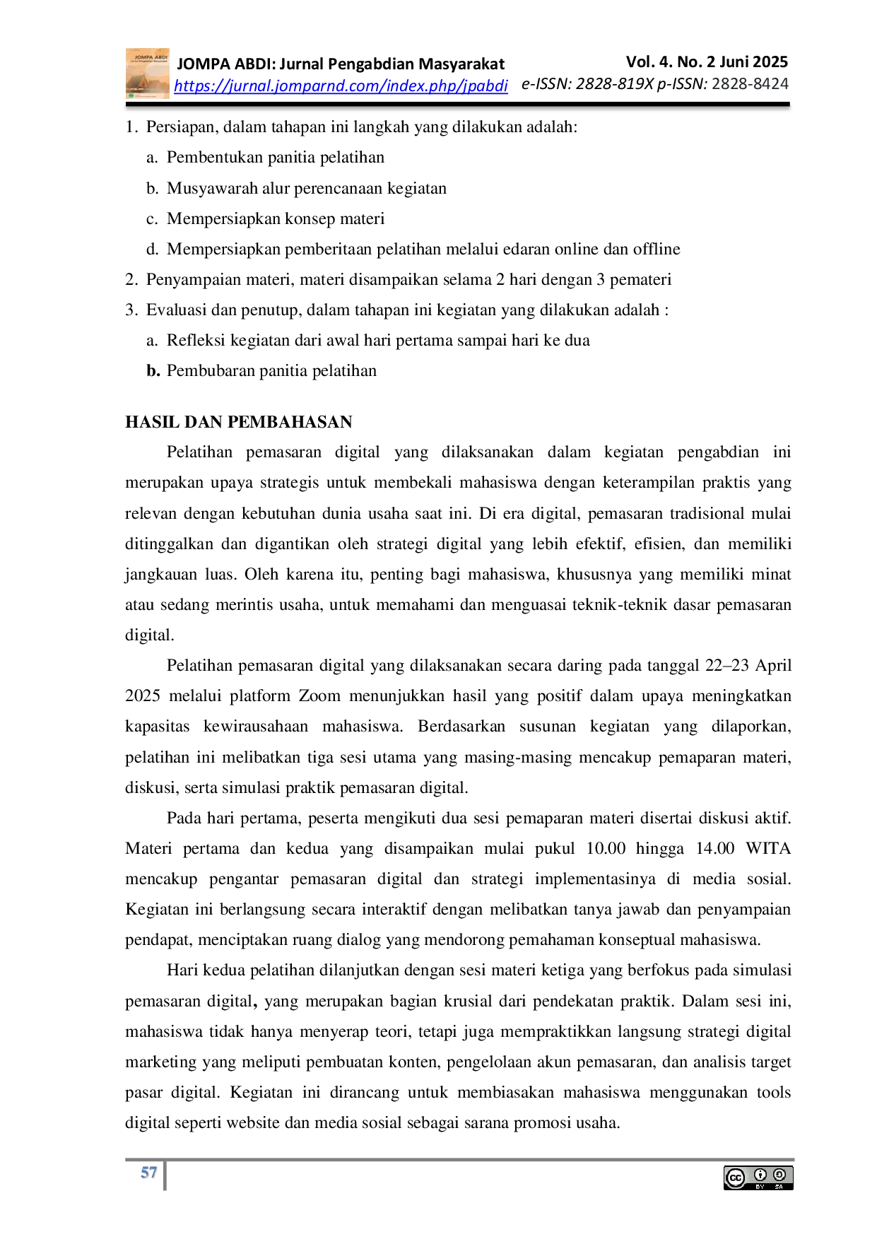 JURIS Pelatihan Pemasaran Digital Untuk Pengembangan Kewirausahaan Mahasiswa