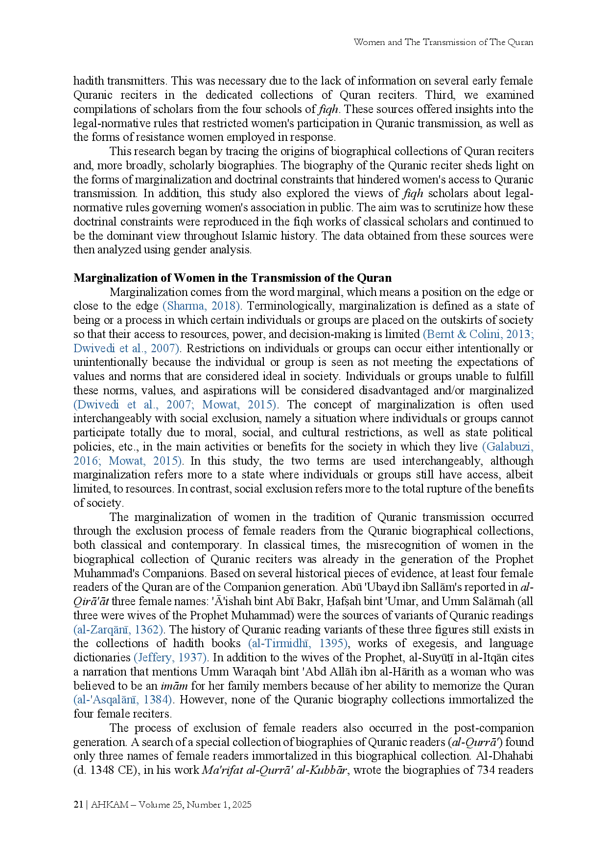 juris Women and the Transmission of the Quran Marginalization Legal Strategies and MaqAid al Shar ah Based Resolution