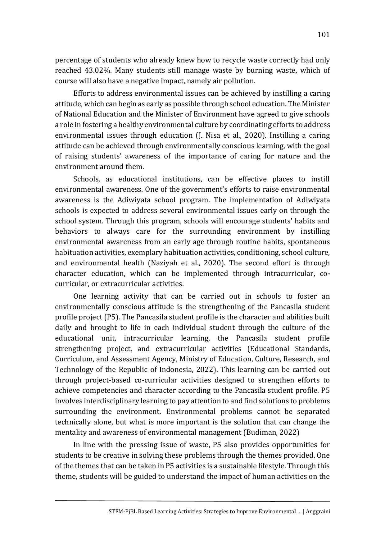 JURIS STEAM PjBL Based Learning Activities Strategies to Improve Environmental Awareness