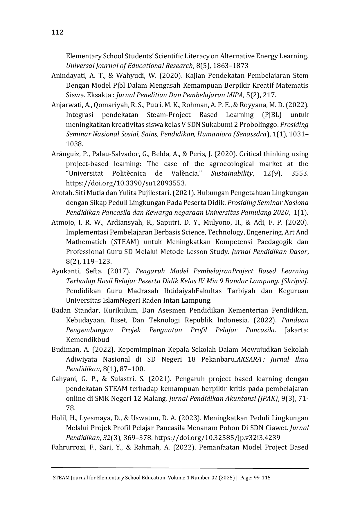 JURIS STEAM PjBL Based Learning Activities Strategies to Improve Environmental Awareness