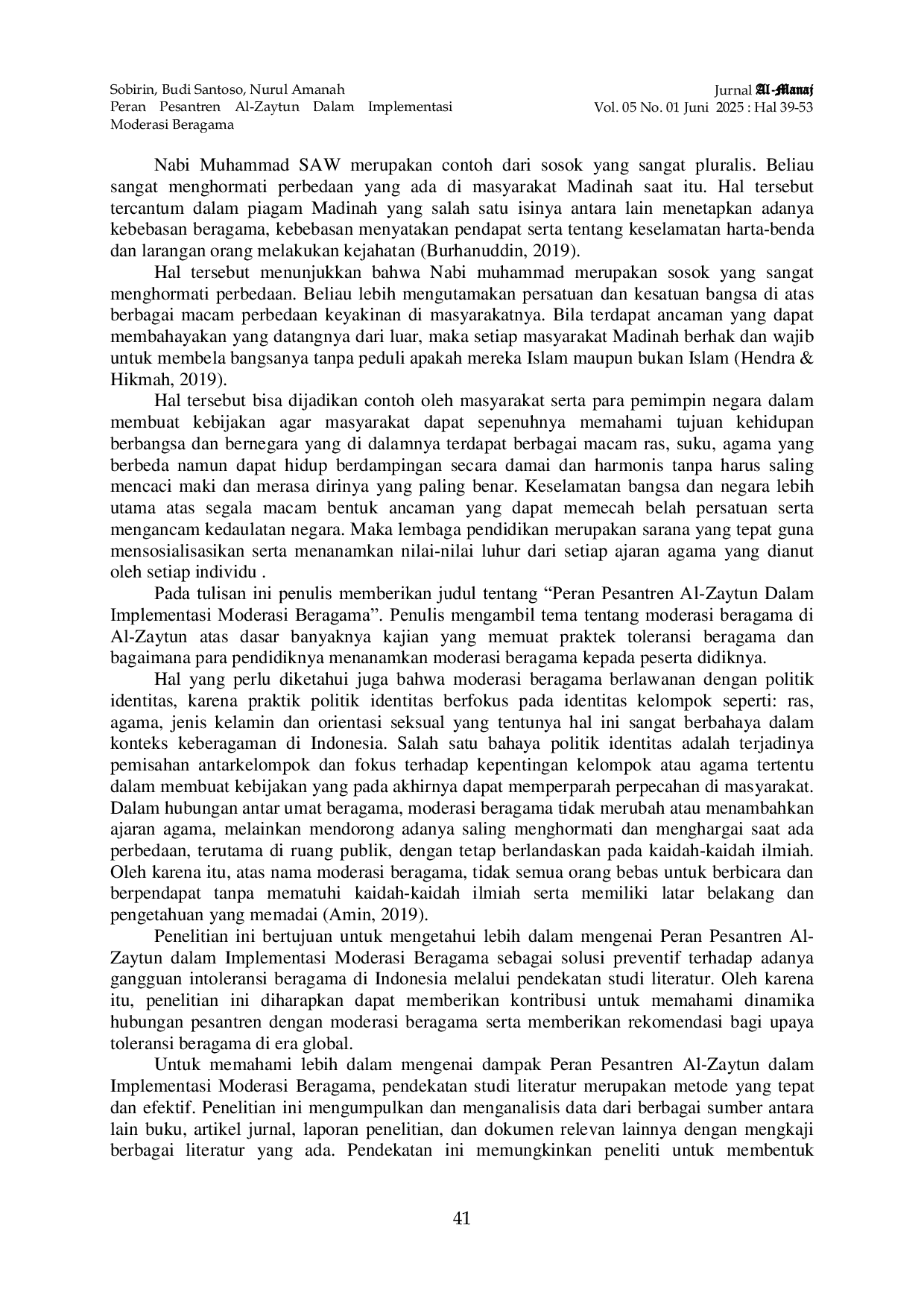 JURIS Peran Pesantren Al Zaytun Dalam Implementasi Moderasi Beragama