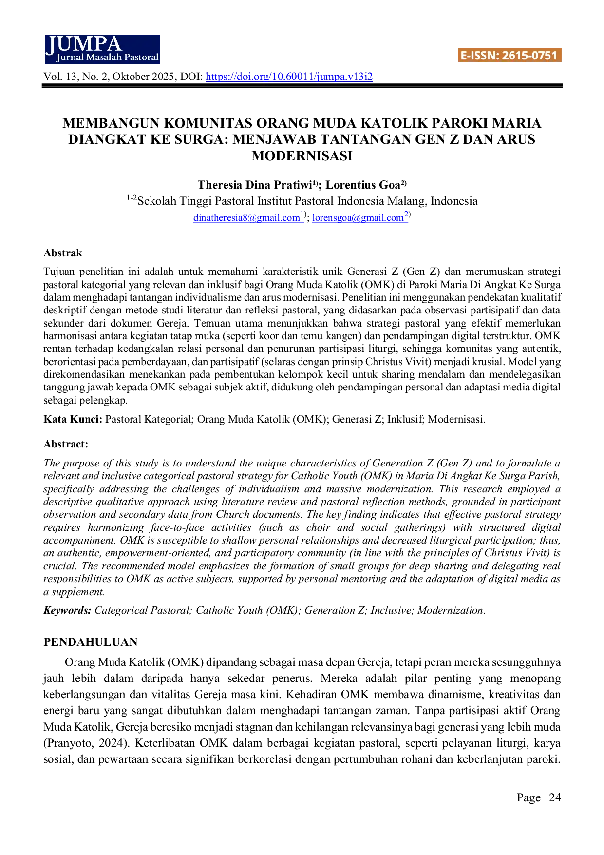 JURIS Membangun Komunitas Orang Muda Katolik Paroki Maria Diangkat Ke Surga Menjawab Tantangan Gen Z Dan Arus Modernisasi