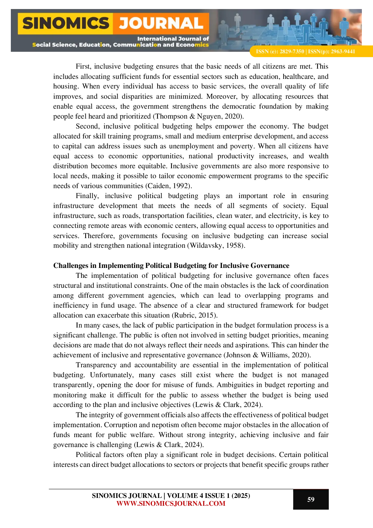 JURIS The Role of Political Budgeting in Strengthening an Inclusive Government System A Literature Analysis