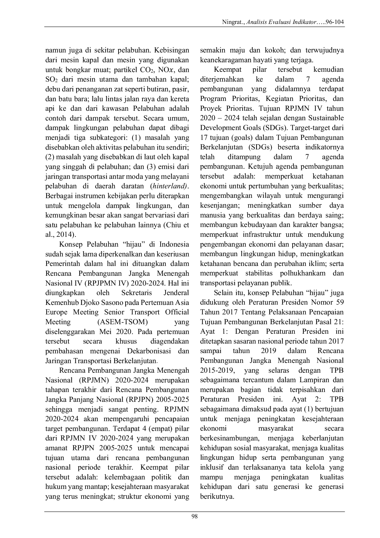 JURIS Analisis Evaluasi Indikator Kinerja Pelabuhan Hijau