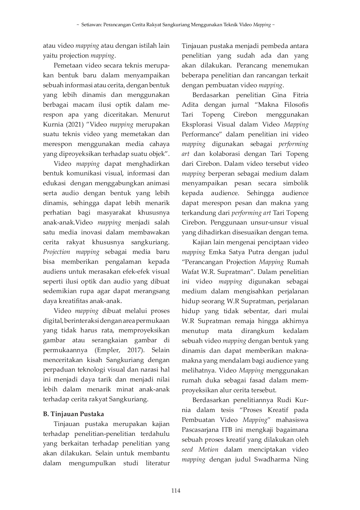 JURIS Perancangan Cerita Rakyat Sangkuriang Menggunakan Teknik Video Mapping