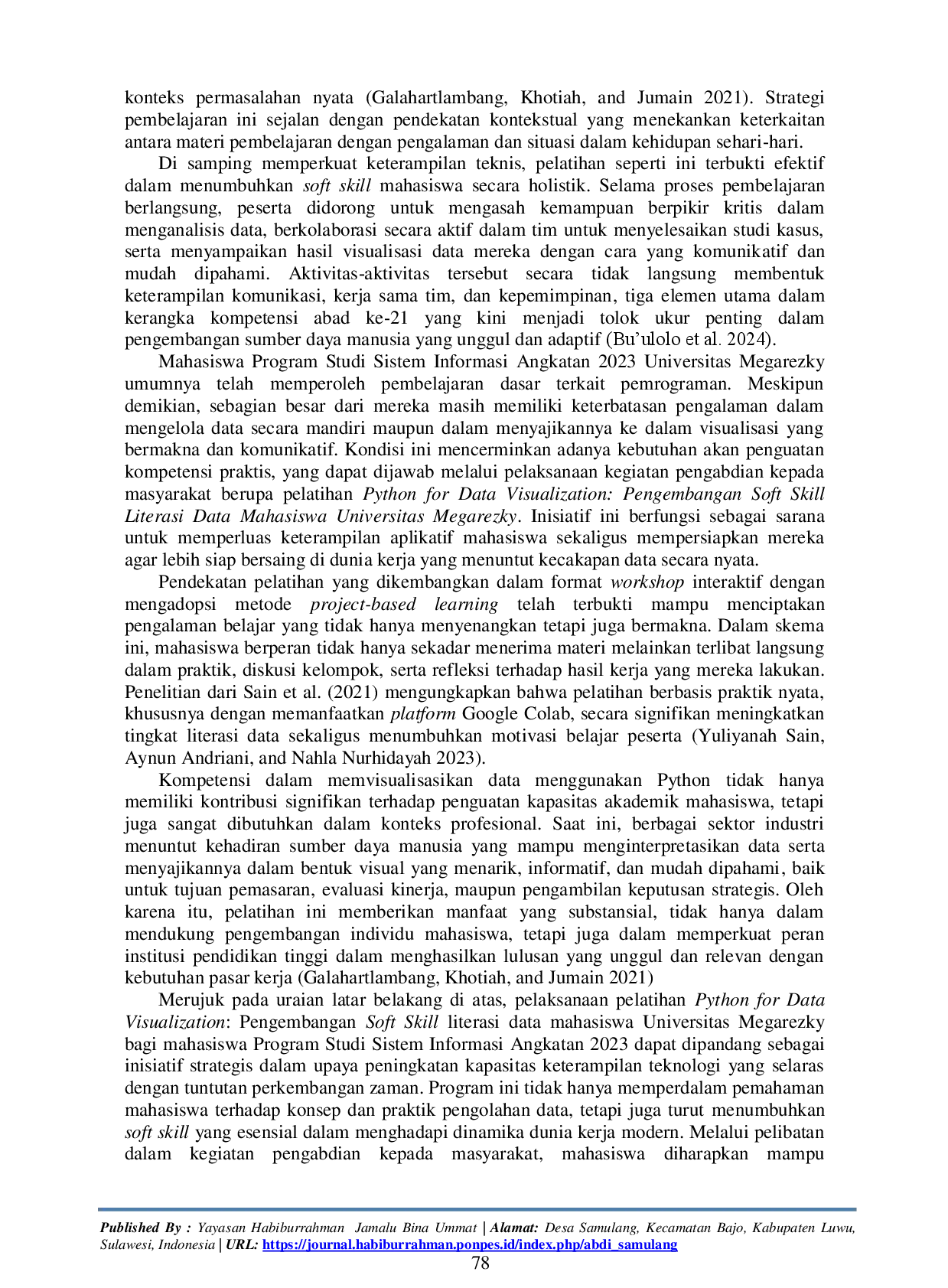 juris Python for Data Visualization Pengembangan Soft Skill Literasi Data Mahasiswa Universitas Megarezky
