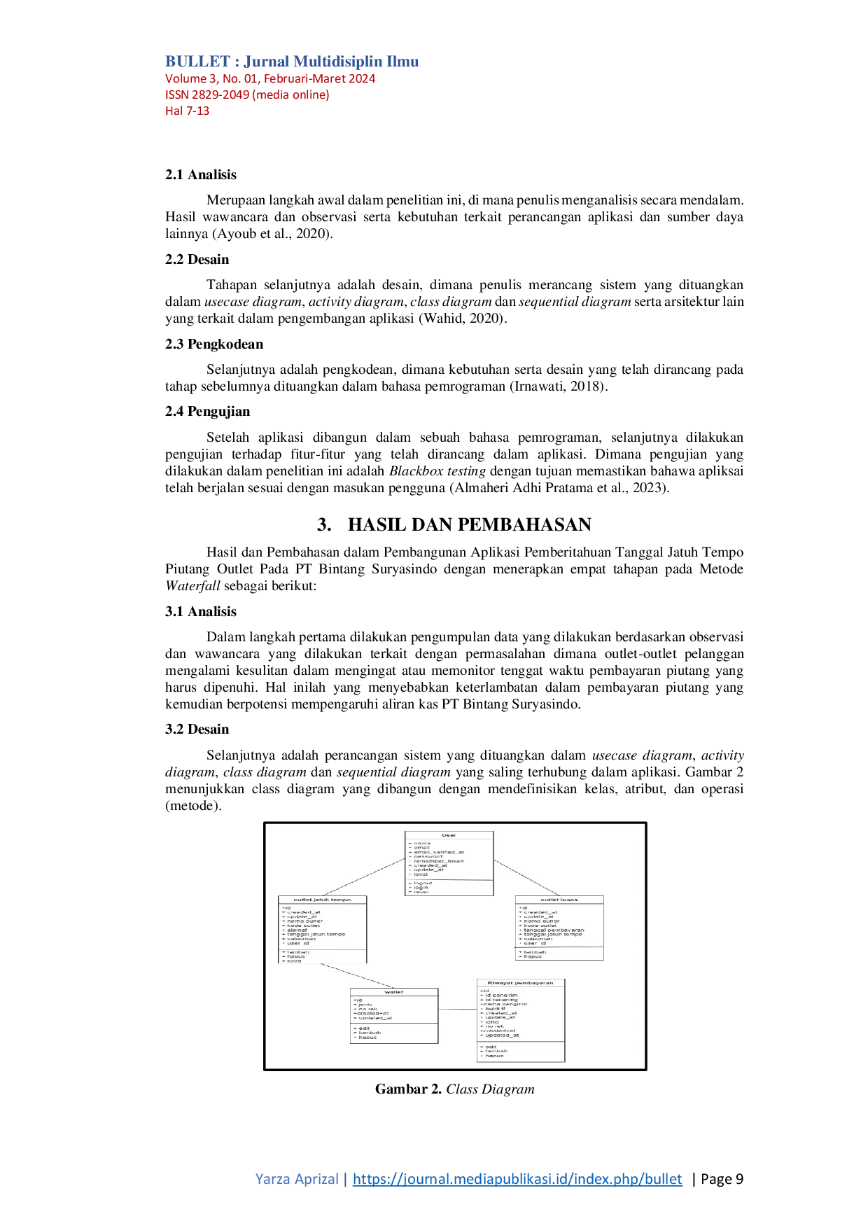 JURIS Penerapan Metode Waterfall Dalam Membangun Aplikasi Pemberitahuan Tanggal Jatuh Tempo Piutang Outlet Pada PT Bintang Suryasindo