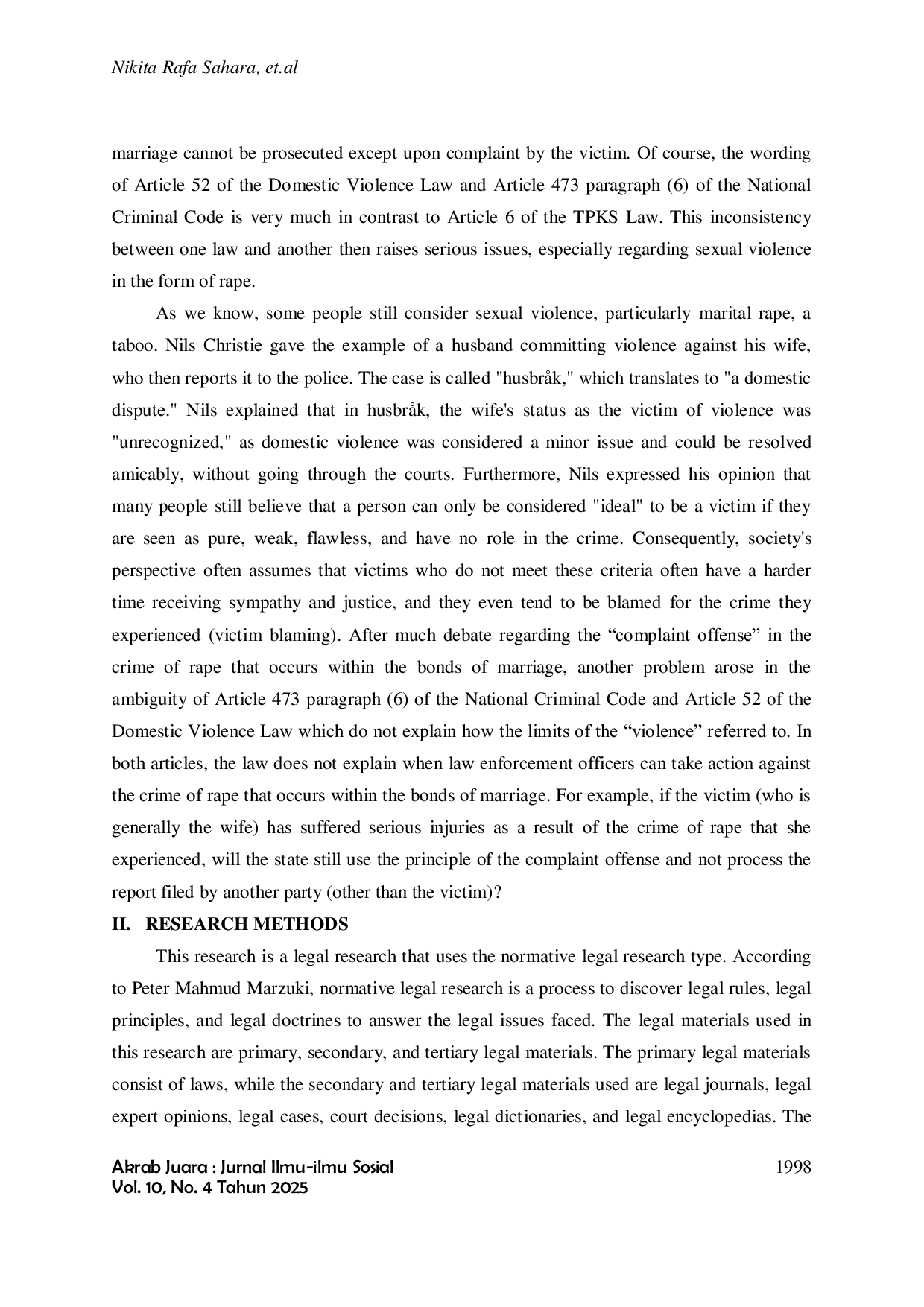 JURIS CHARACTERISTICS OF CHANGING A COMPLAINT OFFENSE INTO A REGULAR OFFENSE IN THE CRIMINAL ACT OF MARITAL RAPE