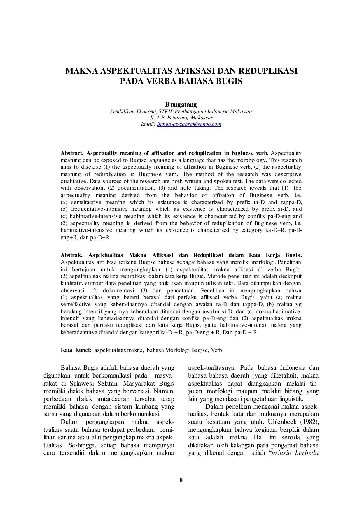 JURIS Makna Aspektualitas Afiksasi dan Reduplikasi pada Verba Bahasa Bugis