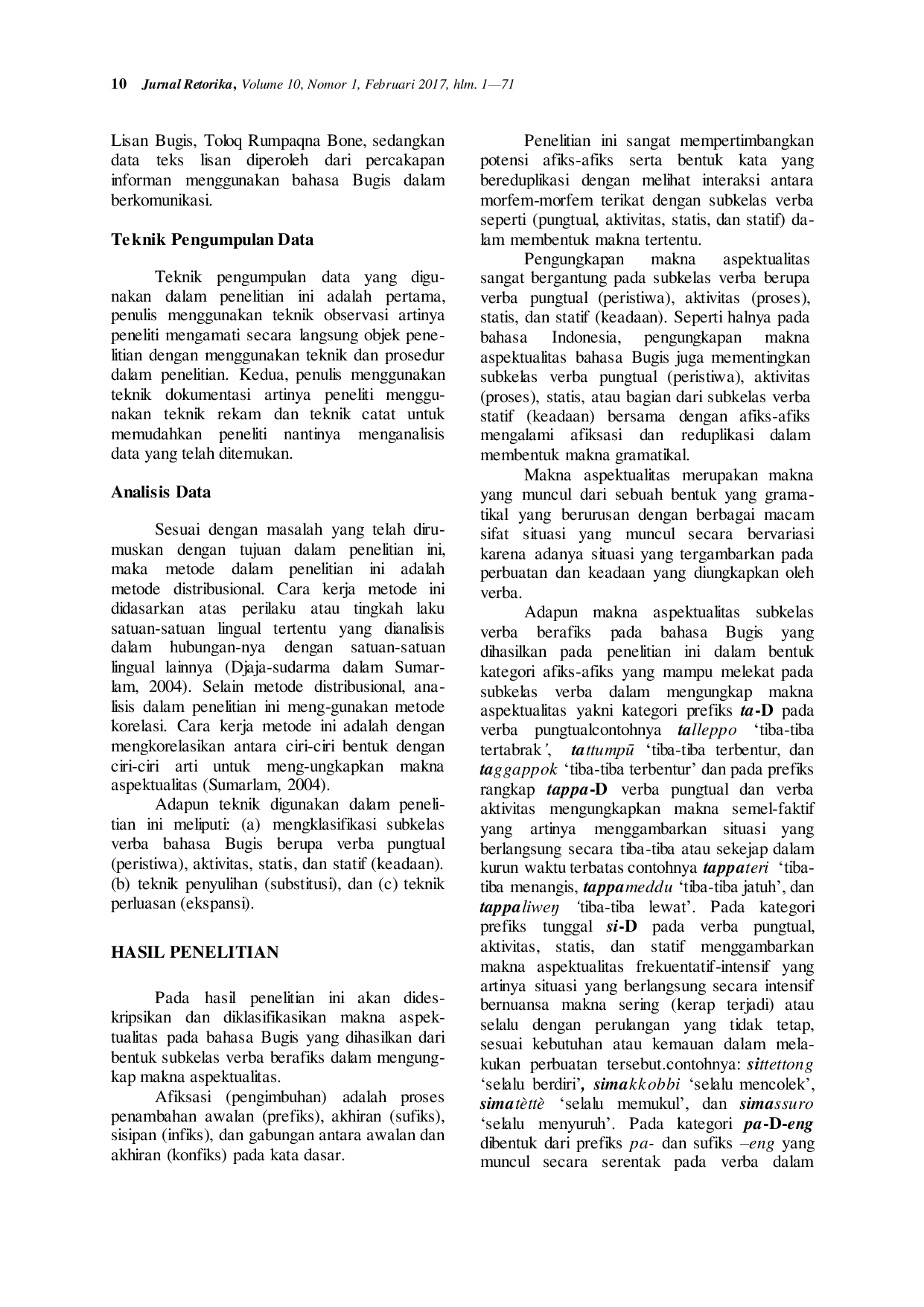 JURIS Makna Aspektualitas Afiksasi dan Reduplikasi pada Verba Bahasa Bugis
