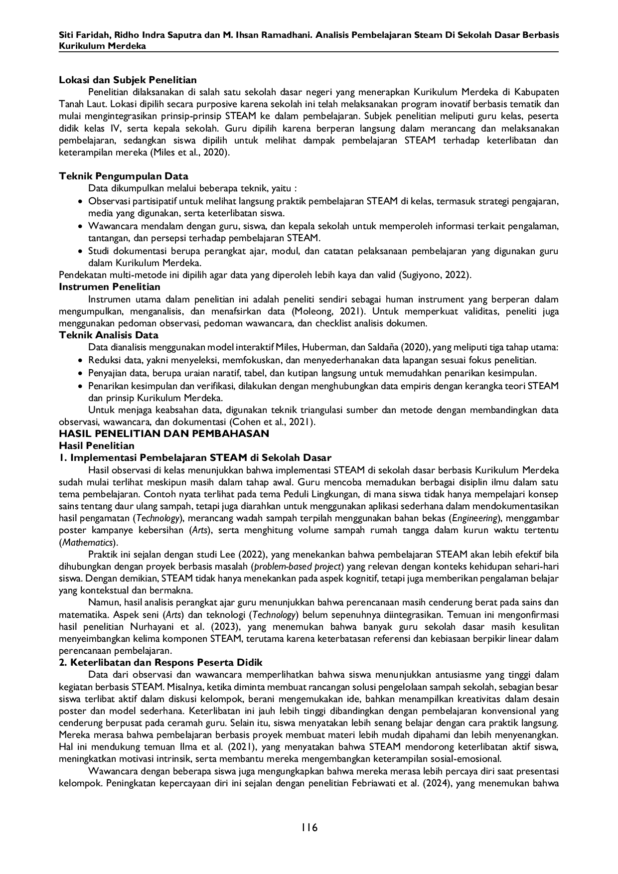 JURIS Analisis Pembelajaran Steam Di Sekolah Dasar Berbasis Kurikulum Merdeka