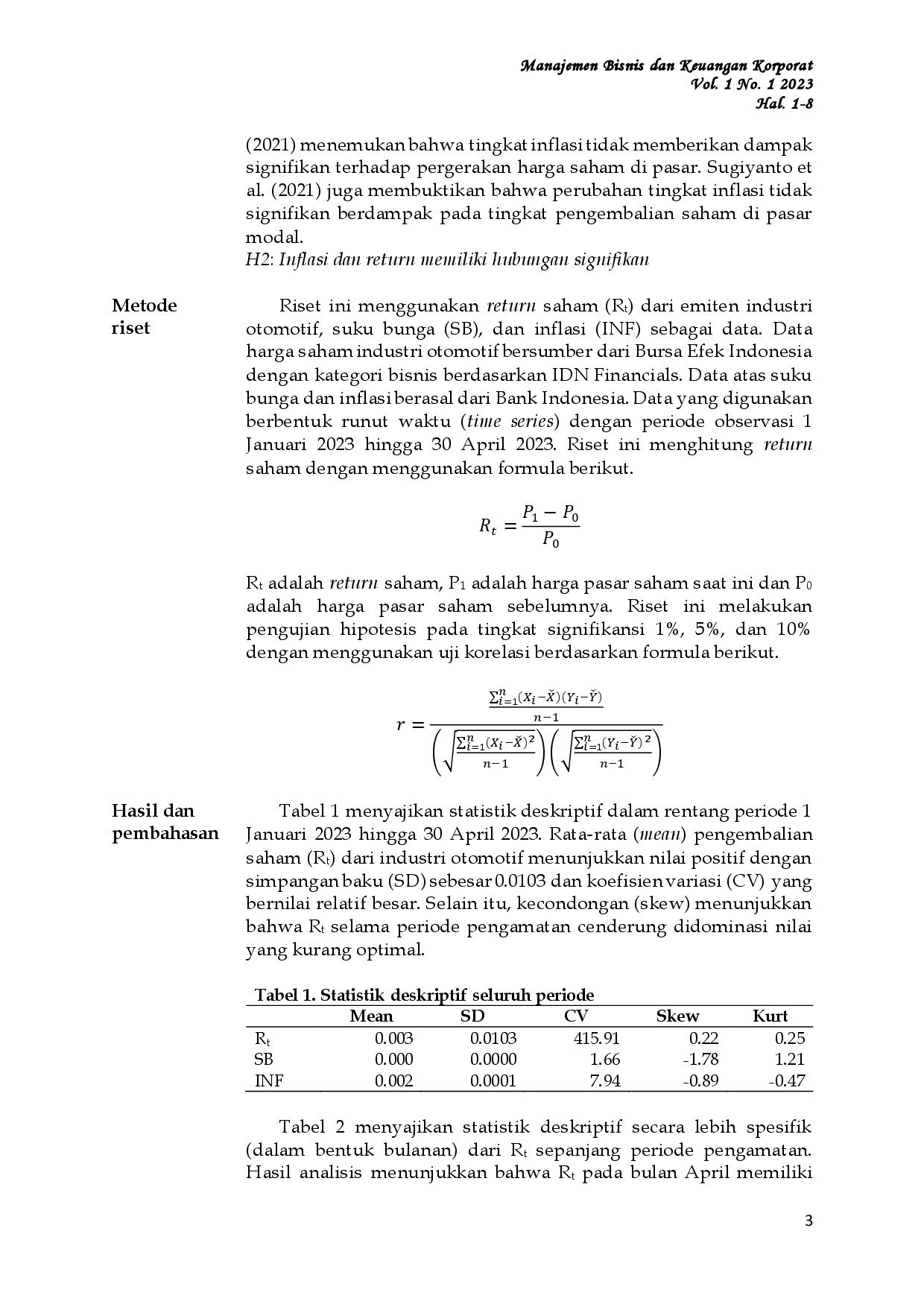 juris Hubungan Suku Bunga Inflasi dan Return Emiten Industri Otomotif di Indonesia