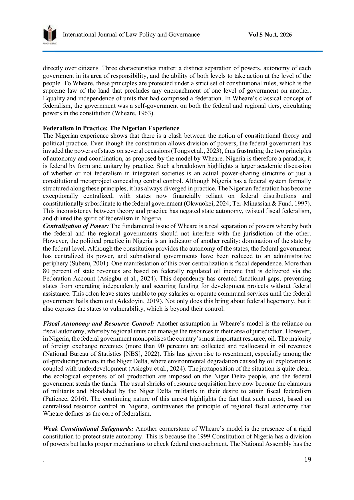 JURIS Federalism in Nigeria Between Constitutional Design and Political Reality
