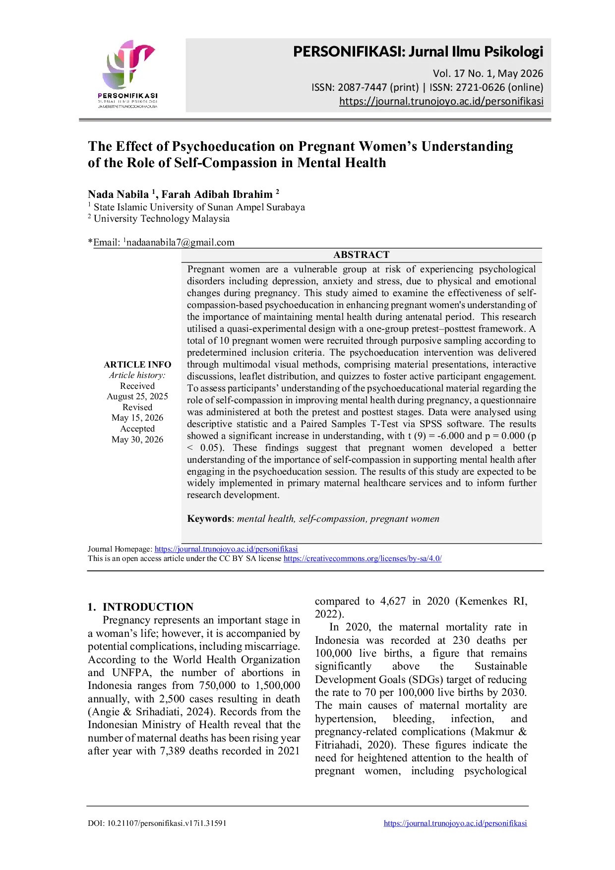 JURIS The effect of psychoeducation on pregnant women s understanding of the role of self compassion in mental health