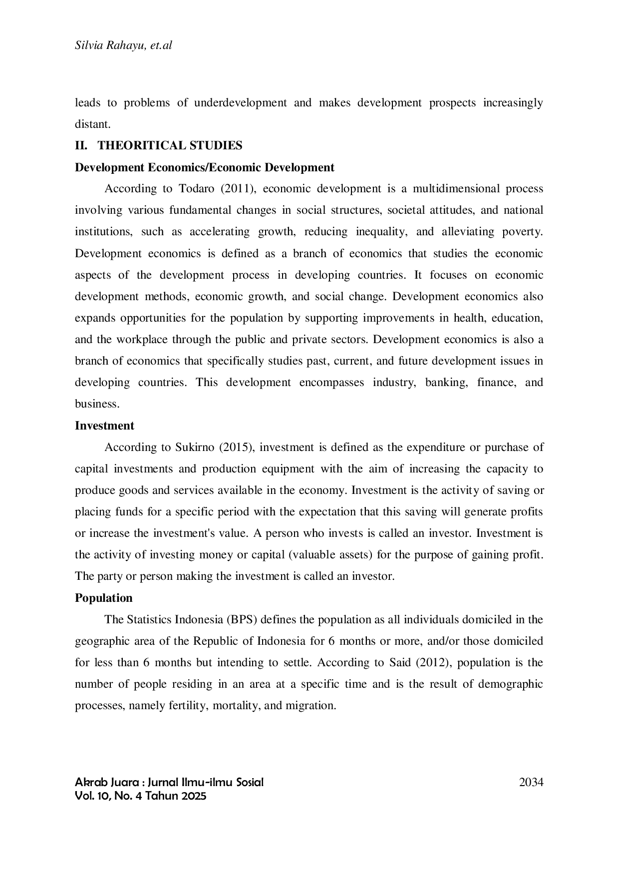 JURIS Dynamics of Investment Population and Employment and Their Impact on Economic Growth in Sumatra Island