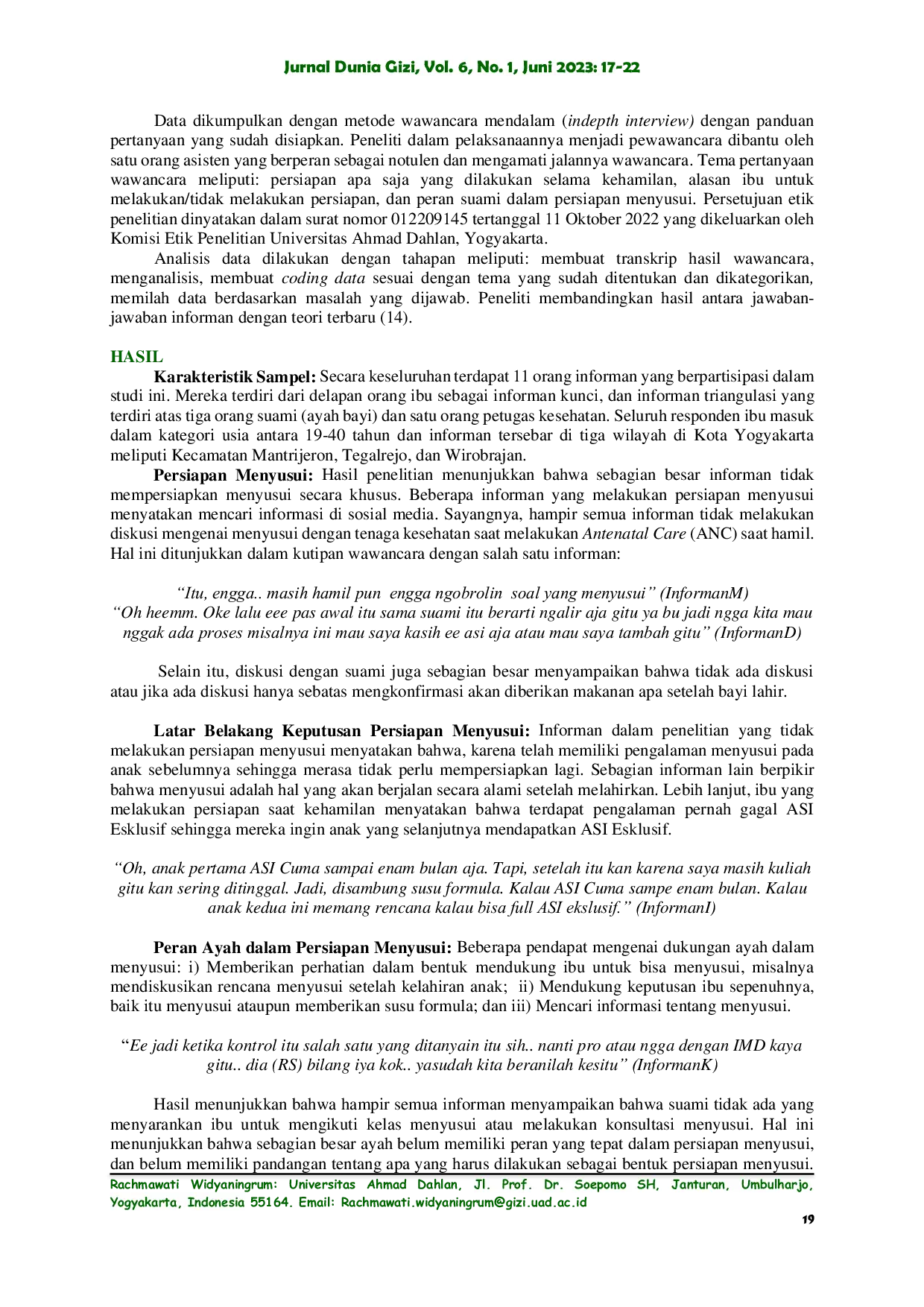 JURIS Studi Kualitatif Tentang Persepsi Ibu Terhadap Persiapan Menyusui Sejak Kehamilan di Kota Yogyakarta