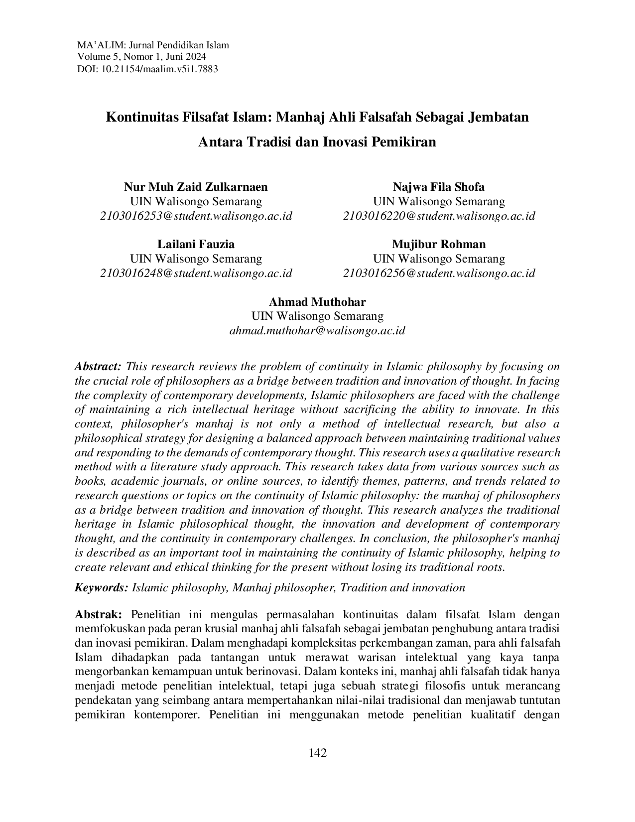 JURIS Kontinuitas Filsafat Islam Manhaj Ahli Falsafah Sebagai Jembatan Antara Tradisi dan Inovasi Pemikiran