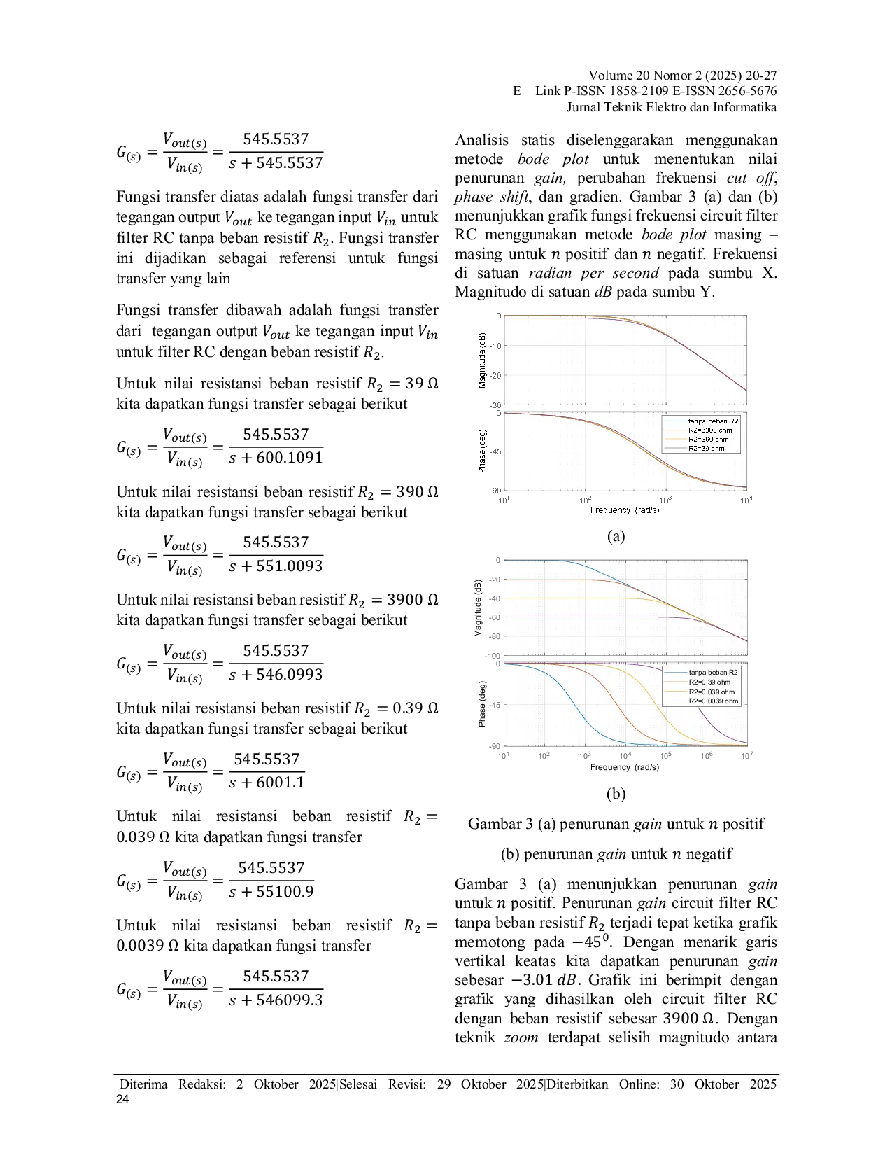 JURIS Pengaruh Beban Resistif Menggunakan Faktor Pengali Terhadap Penguatan Filter Rc Frekuensi Rendah Orde Pertama