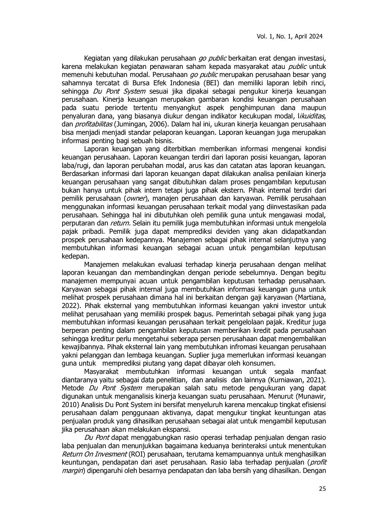 JURIS Analisis Du Pont Pada Laporan Keuangan PT Mayora Indah TBK