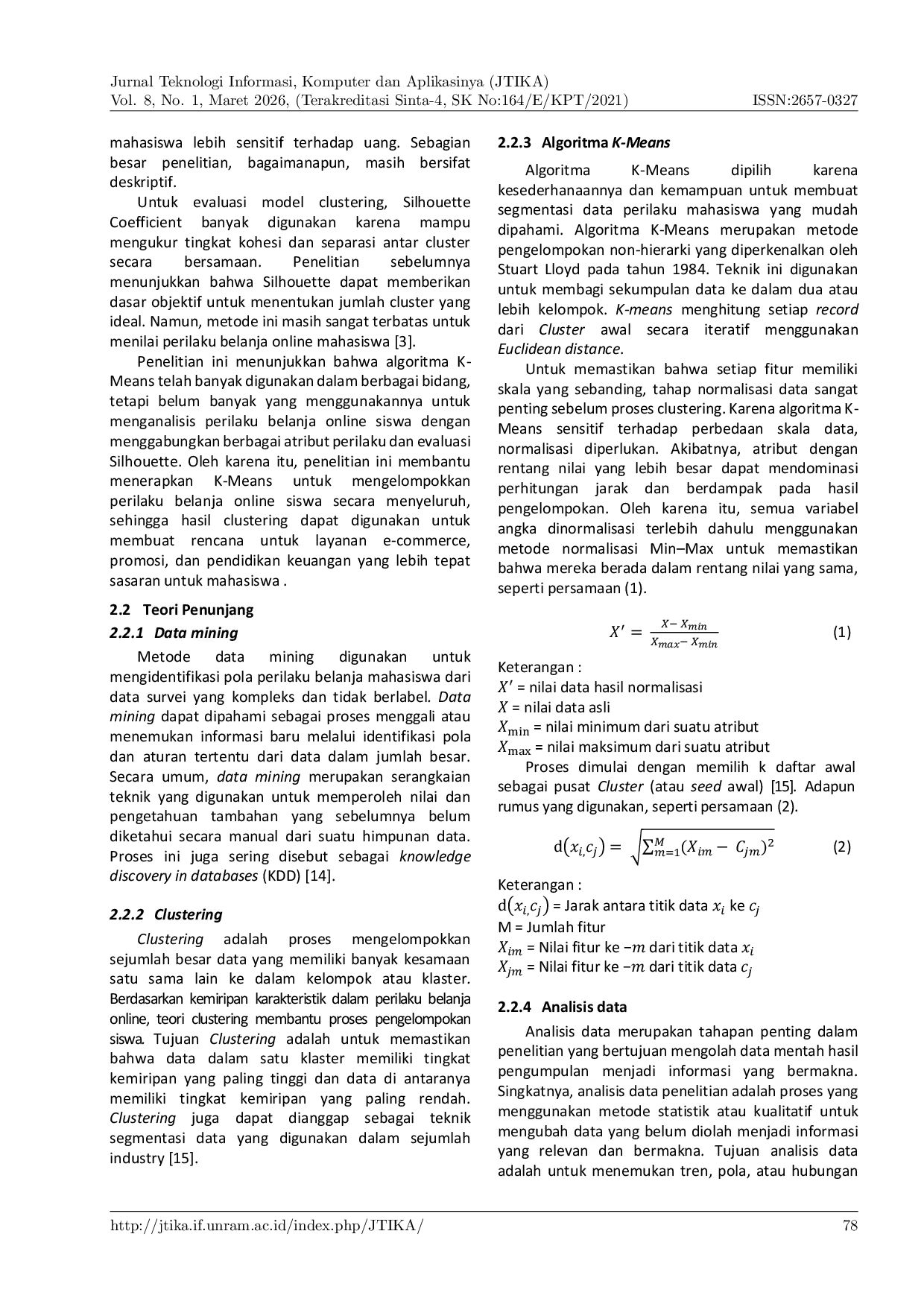 JURIS Penerapan Data Mining Menggunakan Algoritma K Means Untuk Analisis Data Belanja Online Mahasiswa