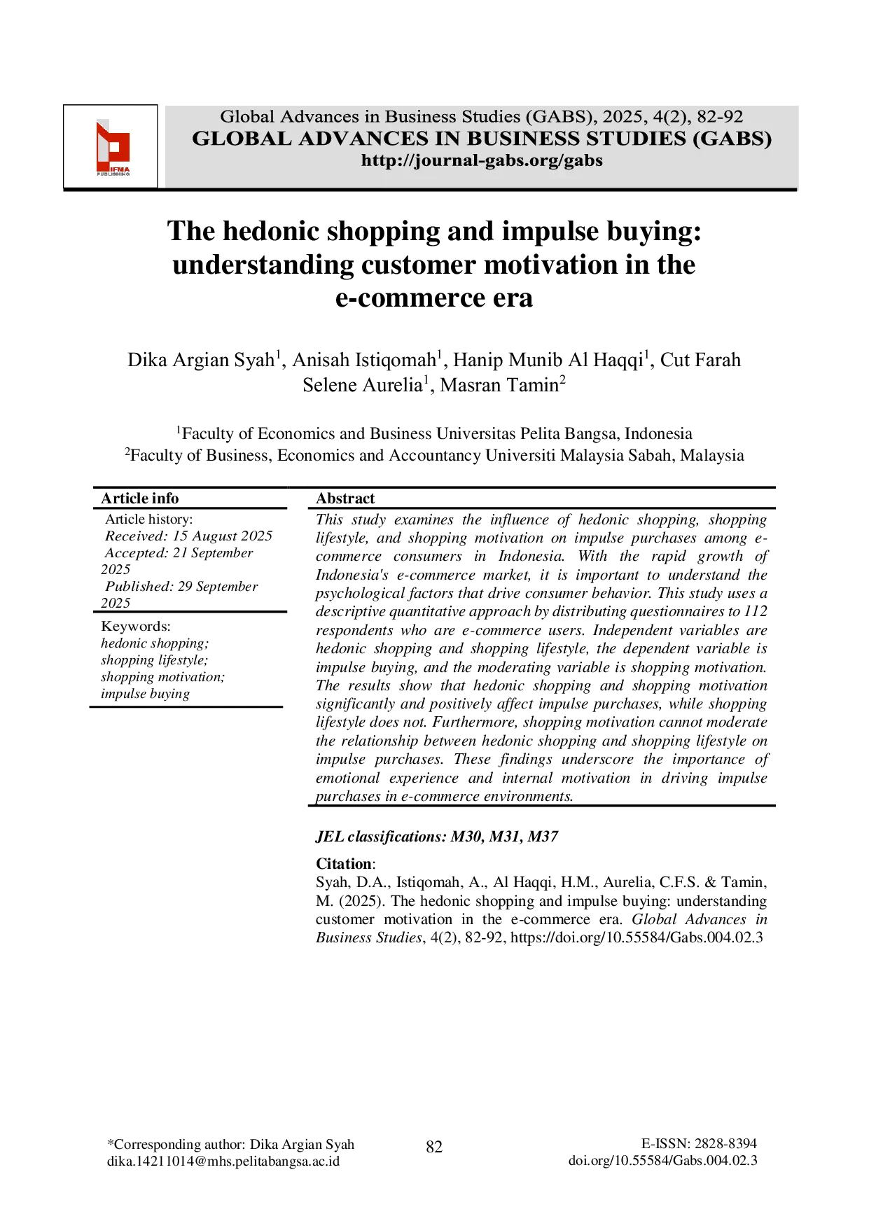 JURIS The hedonic shopping and impulse buying understanding customer motivation in the e commerce era