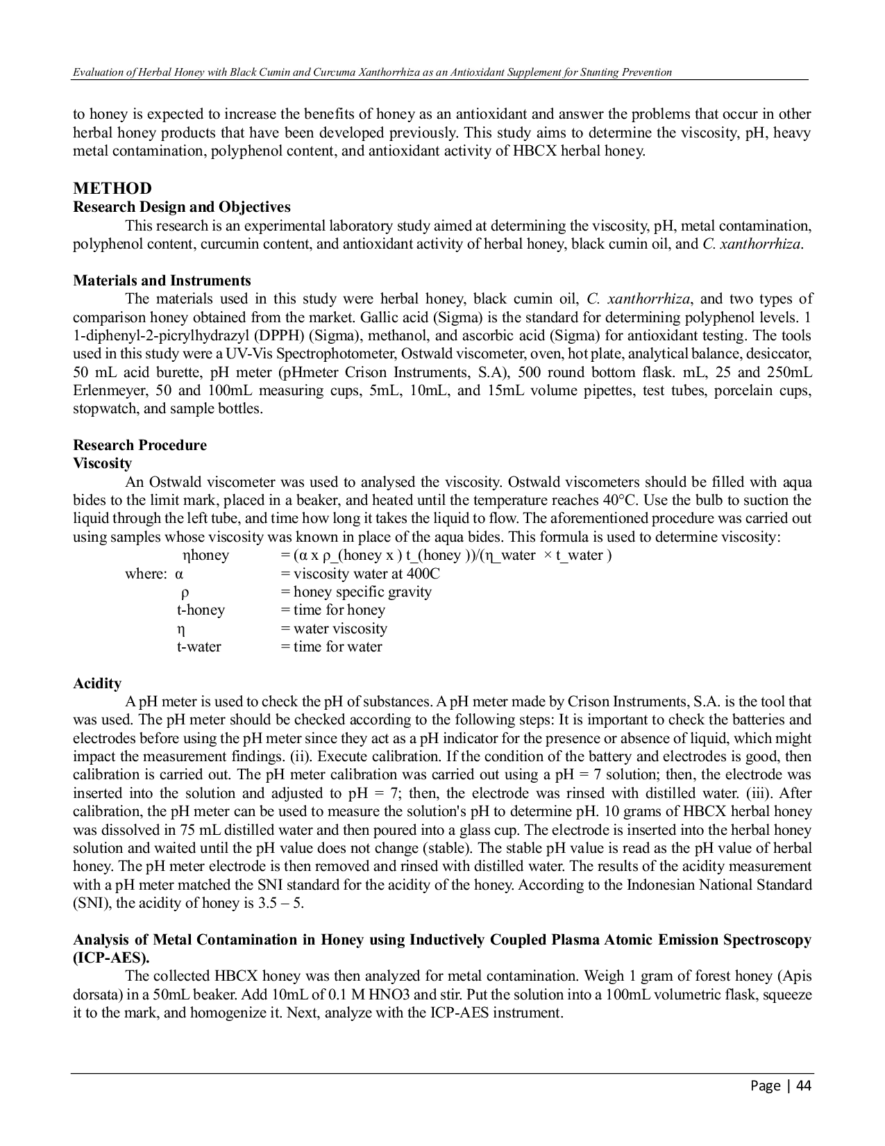 JURIS Evaluation Of Herbal Honey With Black Cumin And Curcuma Xanthorriza As An Antioxidant Supplement For Stunting Prevention