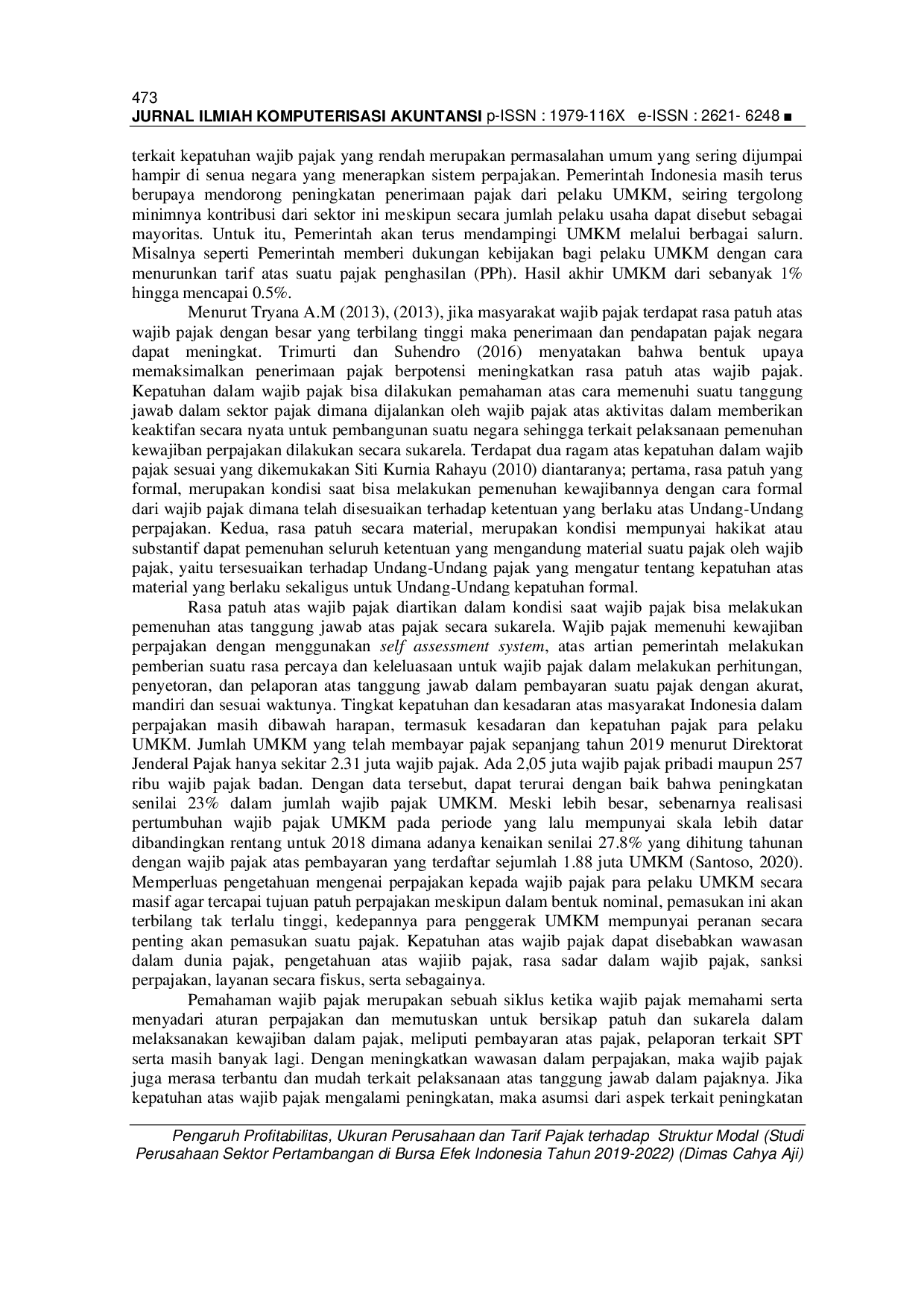 JURIS Pengaruh Pemahaman Wajib Pajak Kesadaran Wajib Pajak dan Sanksi Perpajakan terhadap Kepatuhan Wajib Pajak UMKM di Kota Semarang