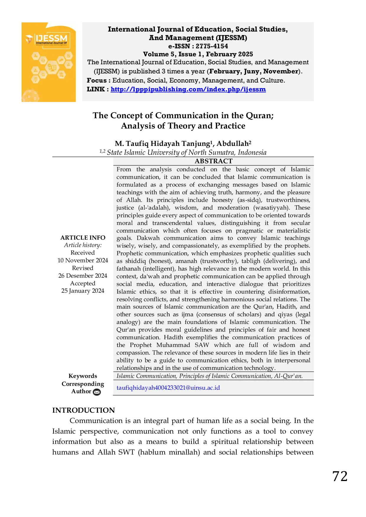JURIS The Concept of Communication in the Quran Analysis of Theory and Practice