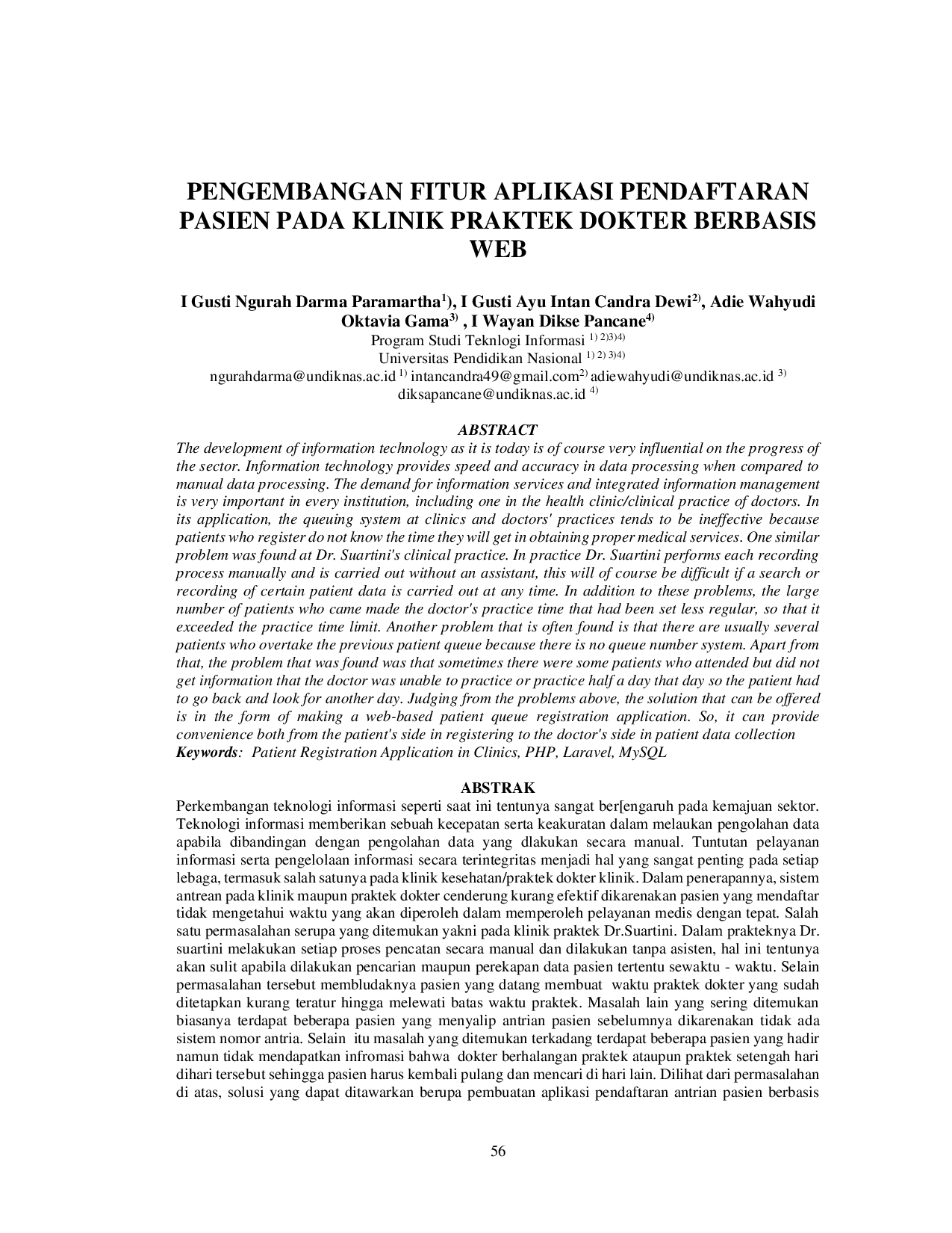 JURIS PENGEMBANGAN FITUR APLIKASI PENDAFTARAN PASIEN PADA KLINIK PRAKTEK DOKTER BERBASIS WEB