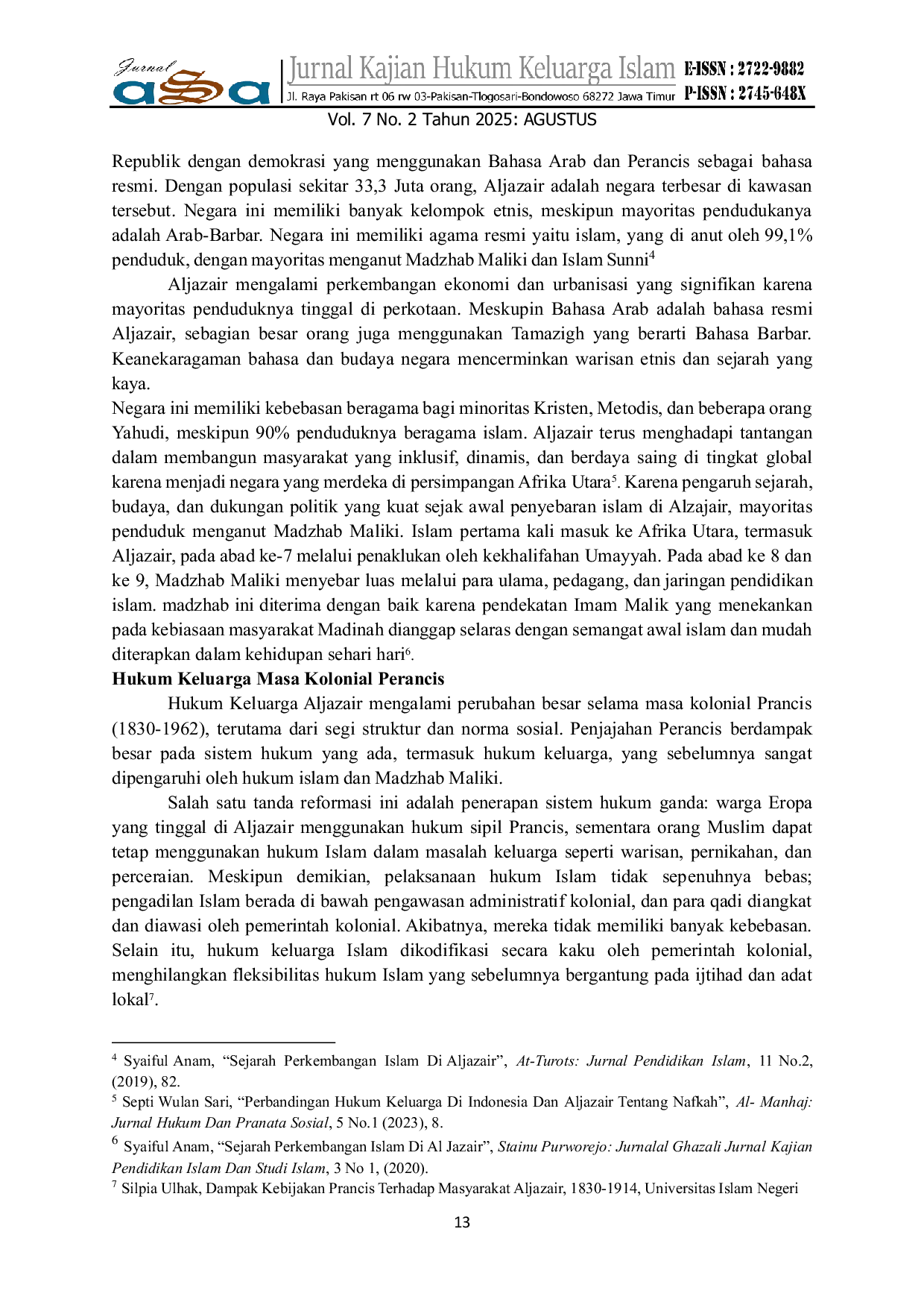 JURIS Pembaharuan Hukum Keluarga di Aljazair