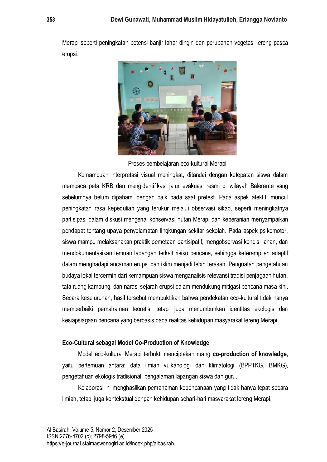 JURIS Pendekatan Eko Kultural untuk Penguatan Literasi Iklim dan Kesiapan b Bencana di Kalangan Siswa dan Komunitas Lereng Merapi