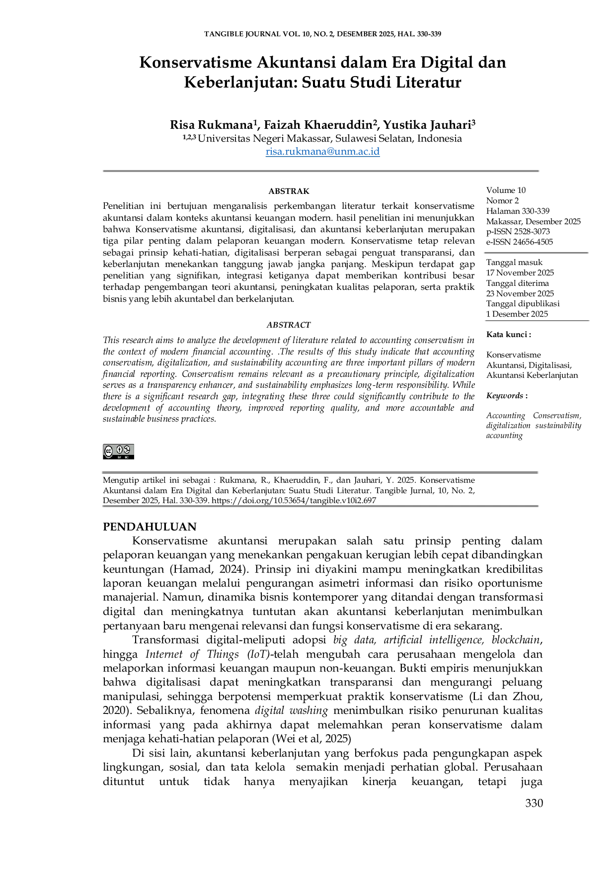 JURIS Konservatisme Akuntansi dalam Era Digital dan Keberlanjutan Suatu Studi Literatur