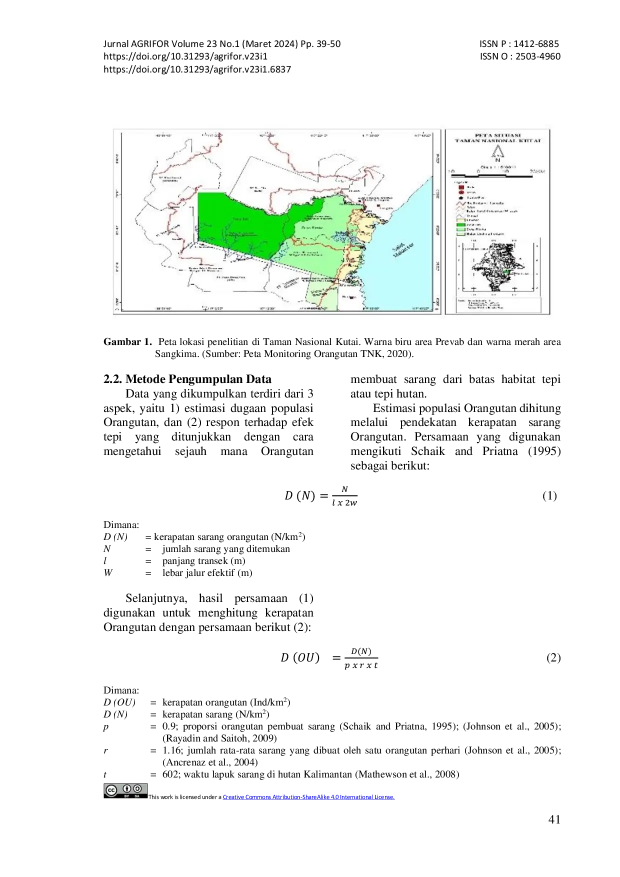 JURIS EFEK TEPI PADA POPULASI ORANGUTAN KALIMANTAN Pongo p morio DI JALUR WISATA PREVAB DAN SANGKIMA TAMAN NASIONAL KUTAI